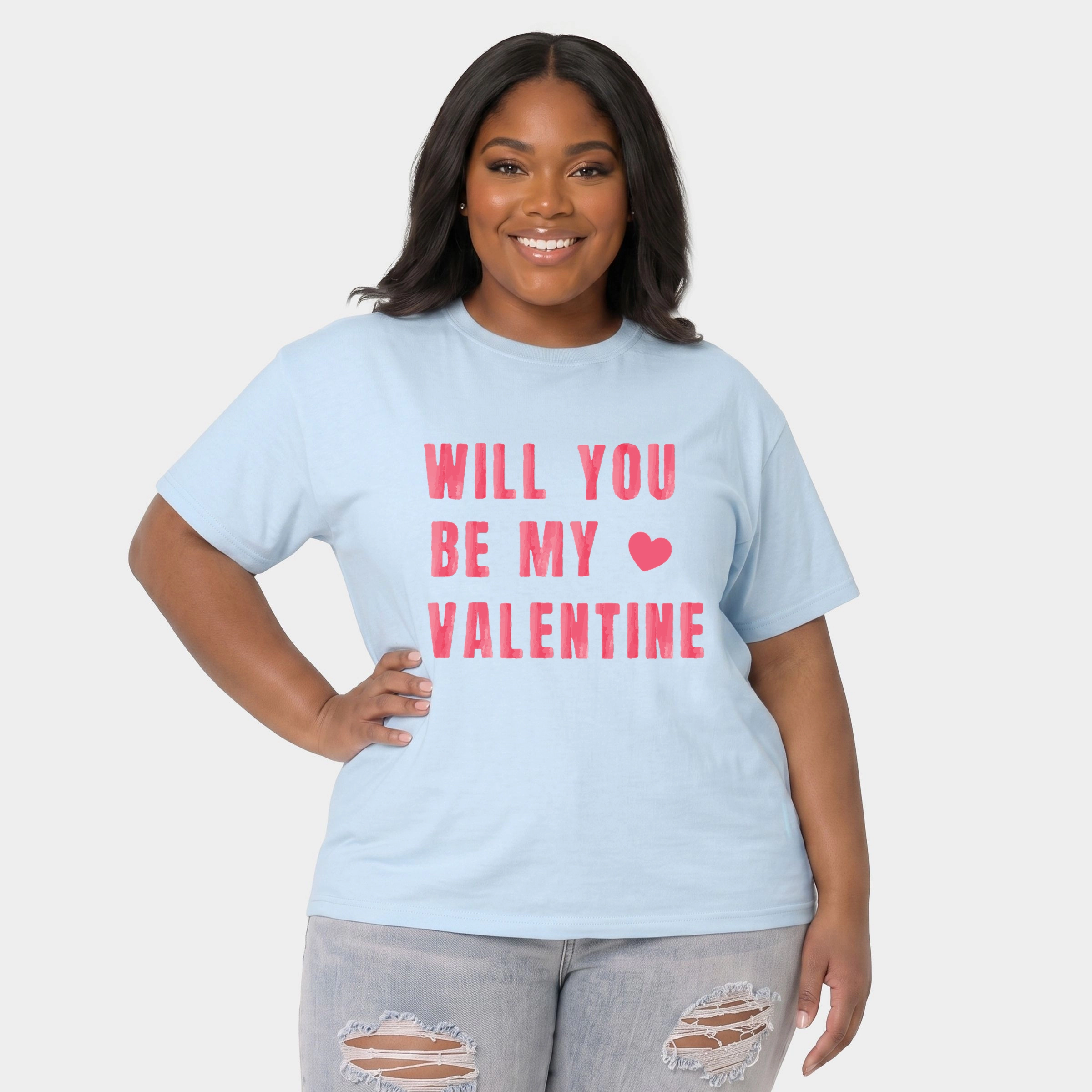 Simply Sage Market - Women's Plus Sized Garment Dyed Graphic T-Shirt Be My Valentine Watercolor