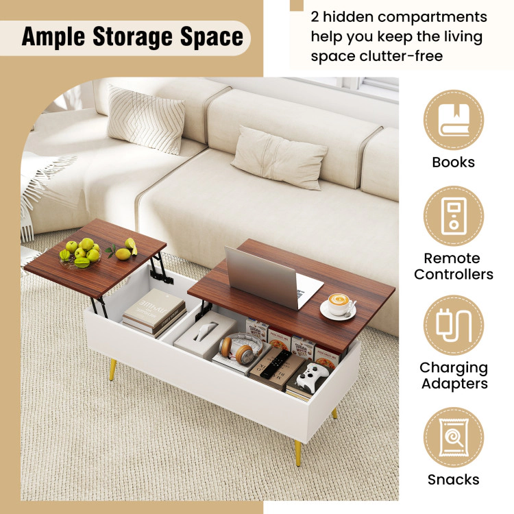 Hivvago Modern 47" Coffee Table with Lift-Top Design and Two Secret Storage Spaces