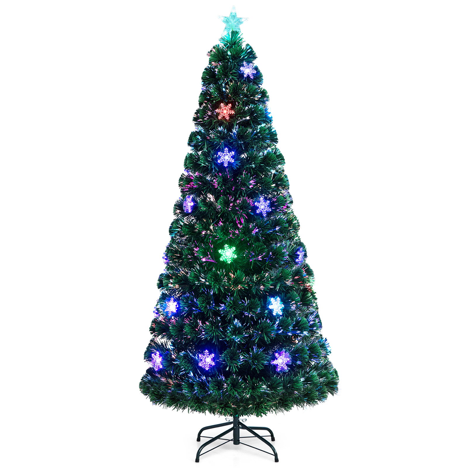 Costway 3/4/5/6FT Pre-Lit Fiber Optic Artificial Christmas Tree with Multicolor Led Lights