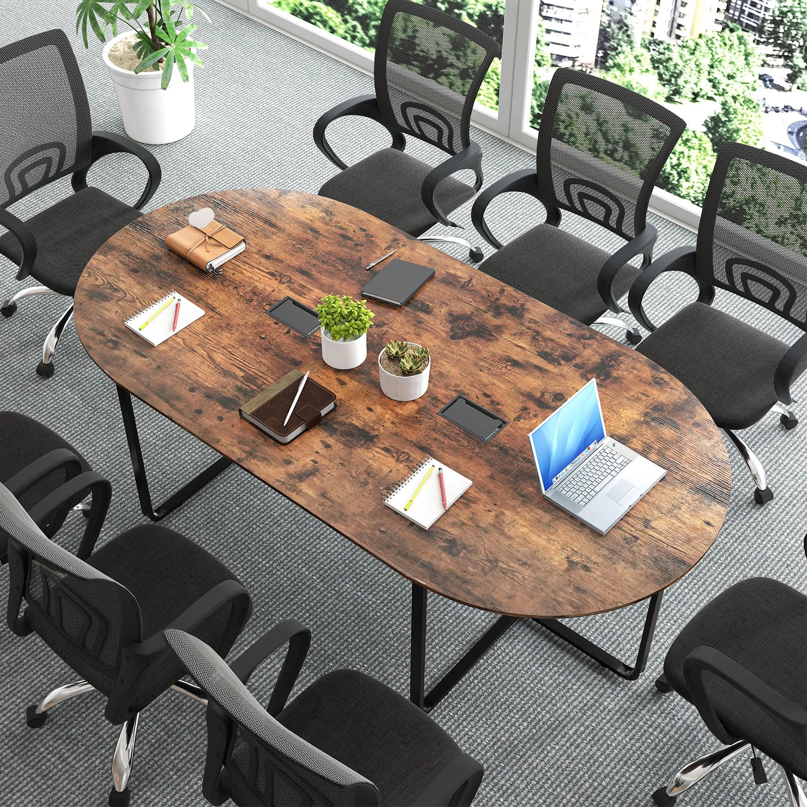 SlickBlue 95 Inch Executive Meeting Table with Cable Management