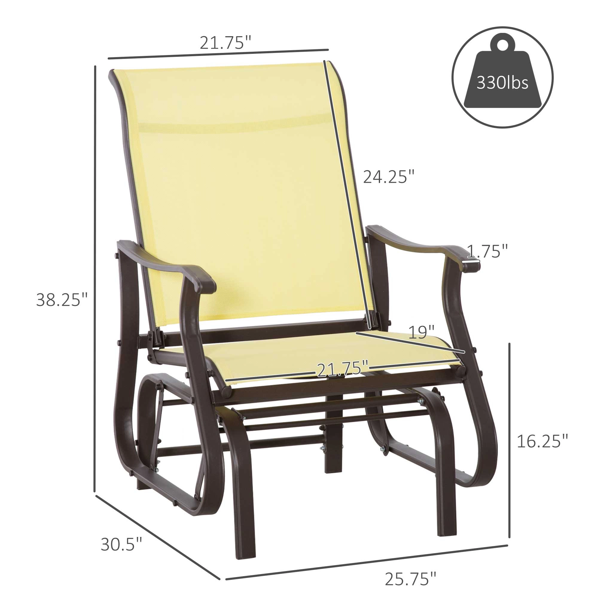 HONGGE Outdoor Glider Chair for Patio with Steel Frame Mesh Backyard Garden Porch