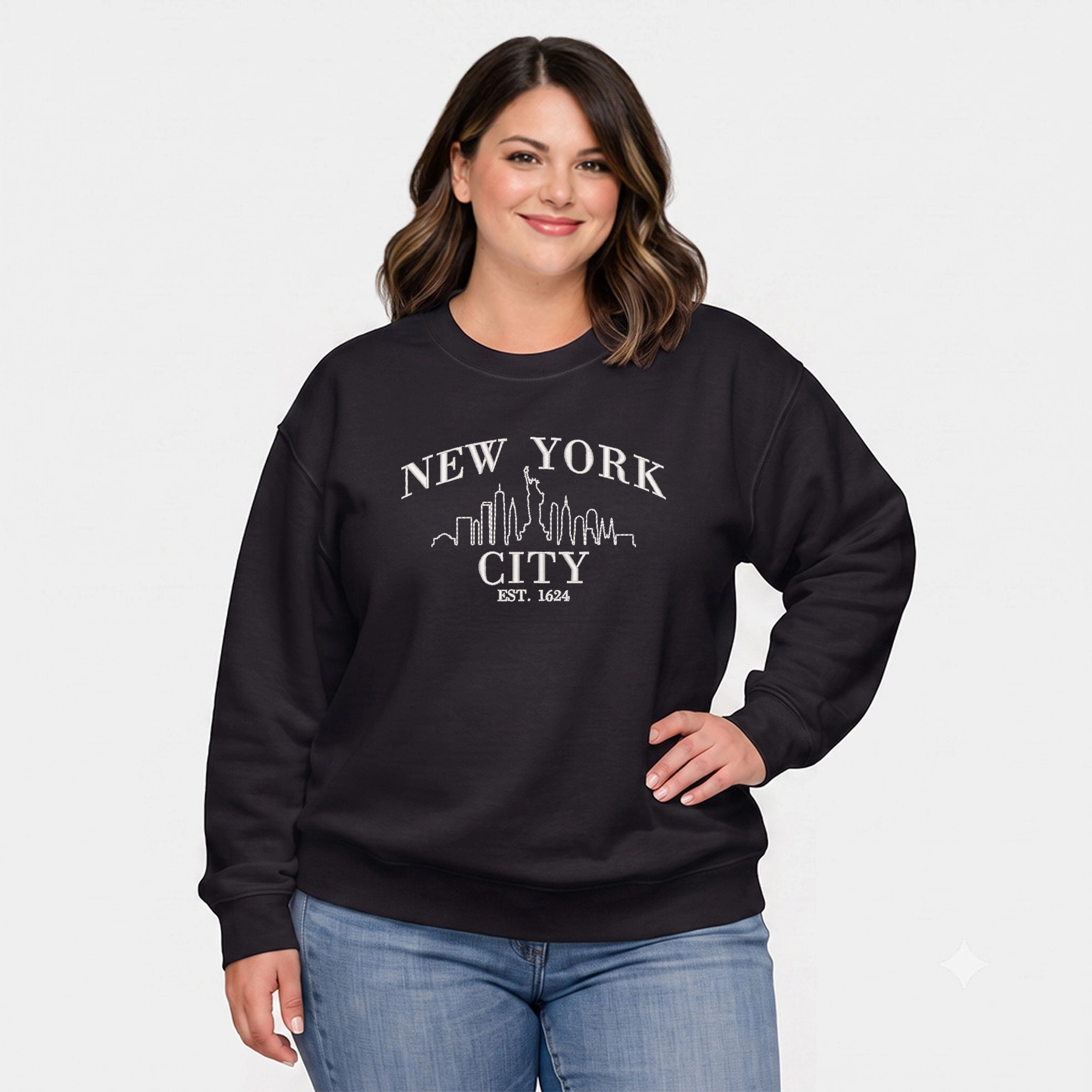 Simply Sage Market - Embroidered New York City  Women's Plus Sized Graphic Sweatshirt