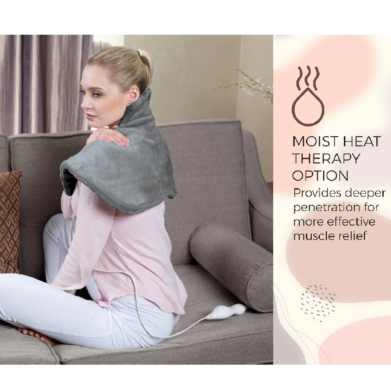 Pursonic Unisex Contoured Electric Neck & Shoulder Heating Pad with 3 Heat Settings