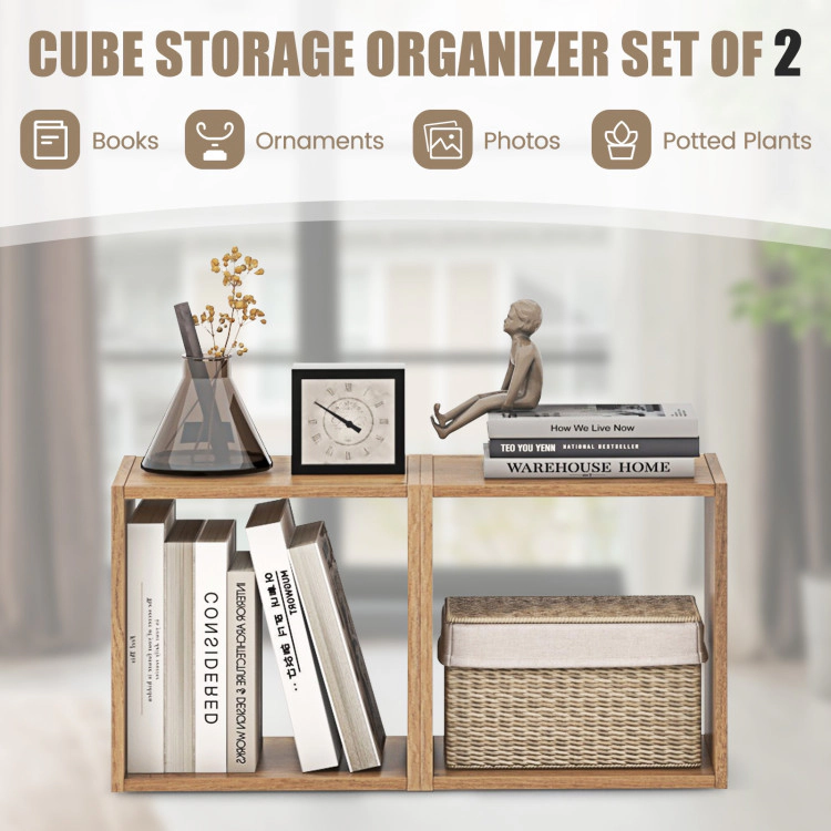 Hivvago 2 Cubes Stackable Bookcase for Living Room and Study