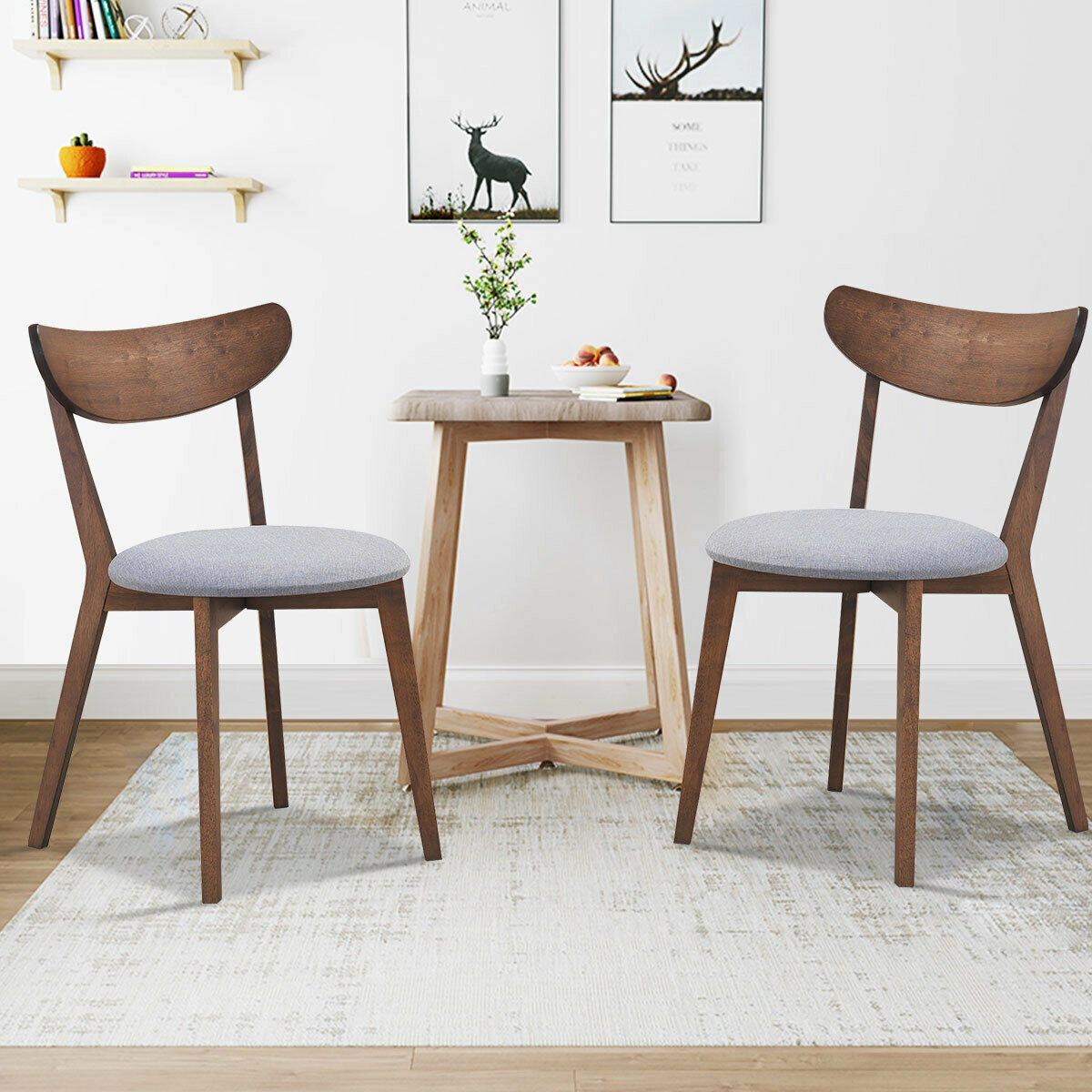 LJG Set of 2 Dining Chairs Upholstered Curved Back Side