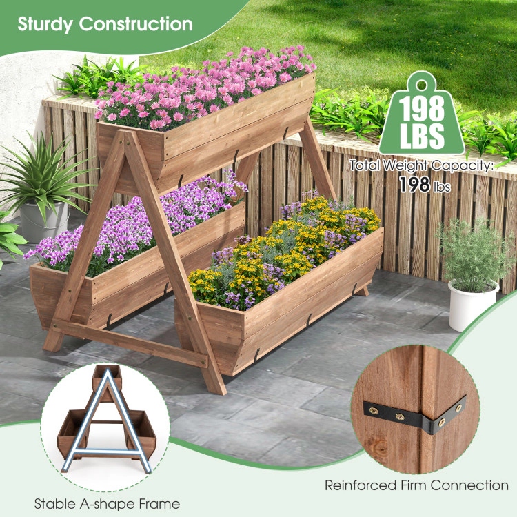 Hivvago Vertical Raised Garden bed with 3 Wooden Planter Boxes