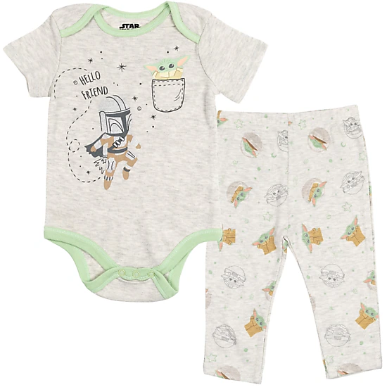 Star Wars The Mandalorian Grogu Baby 8-Piece Bodysuit and Pants Set