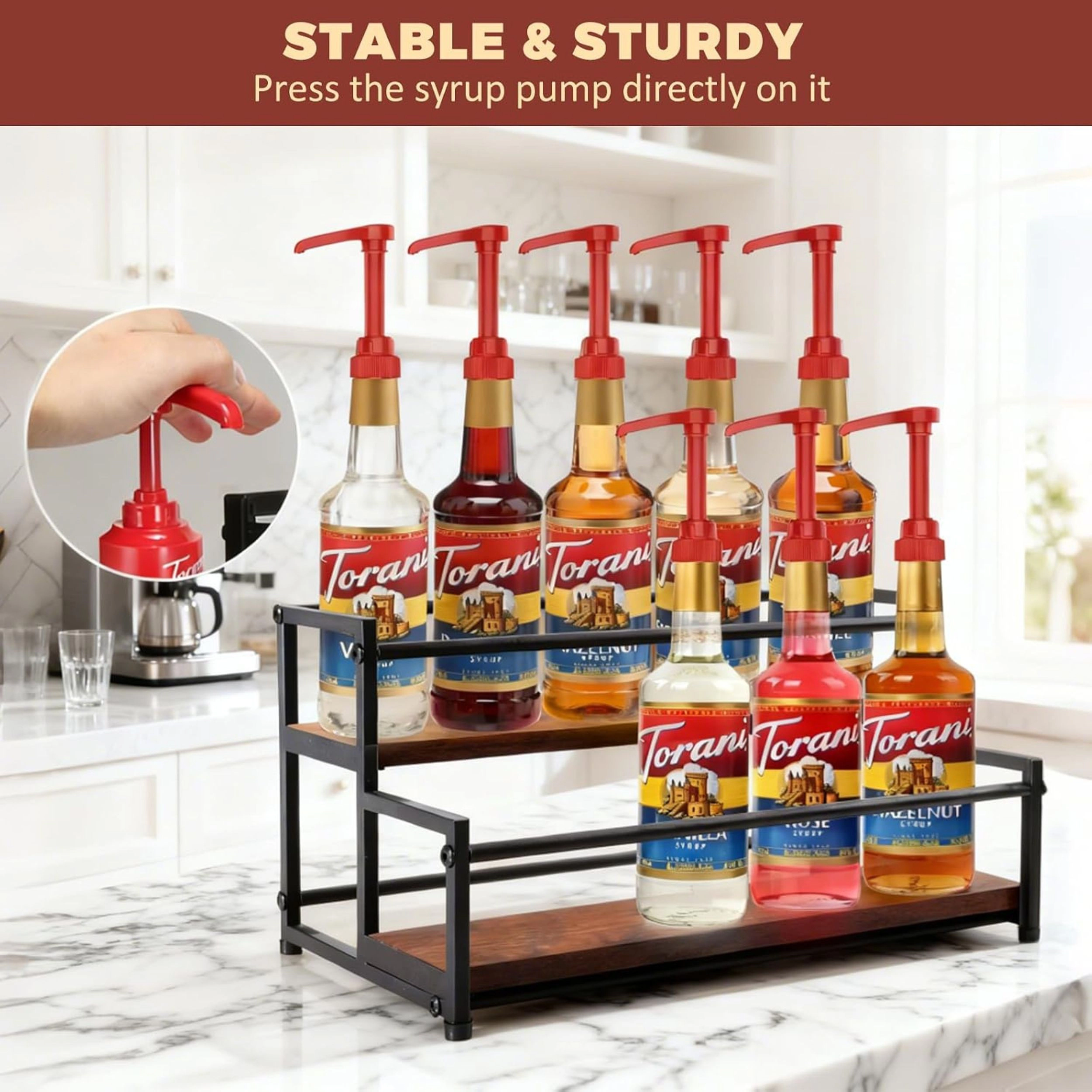 Stock Preferred Metal Coffee Syrup Rack Organizer 10 Bottle Countertop Holder
