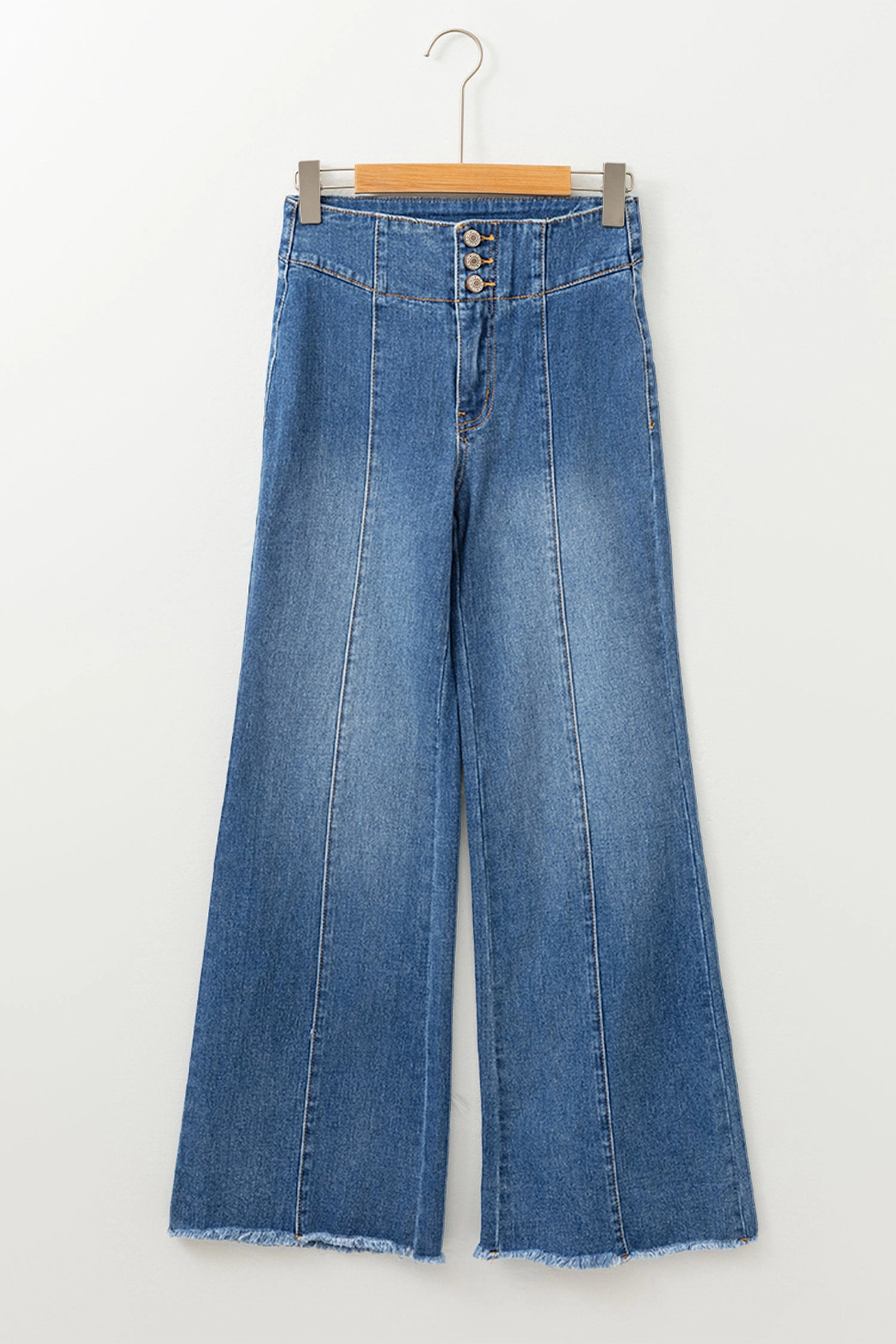 Threaded Pear Women's Jaylani Raw Hem Flare Jeans