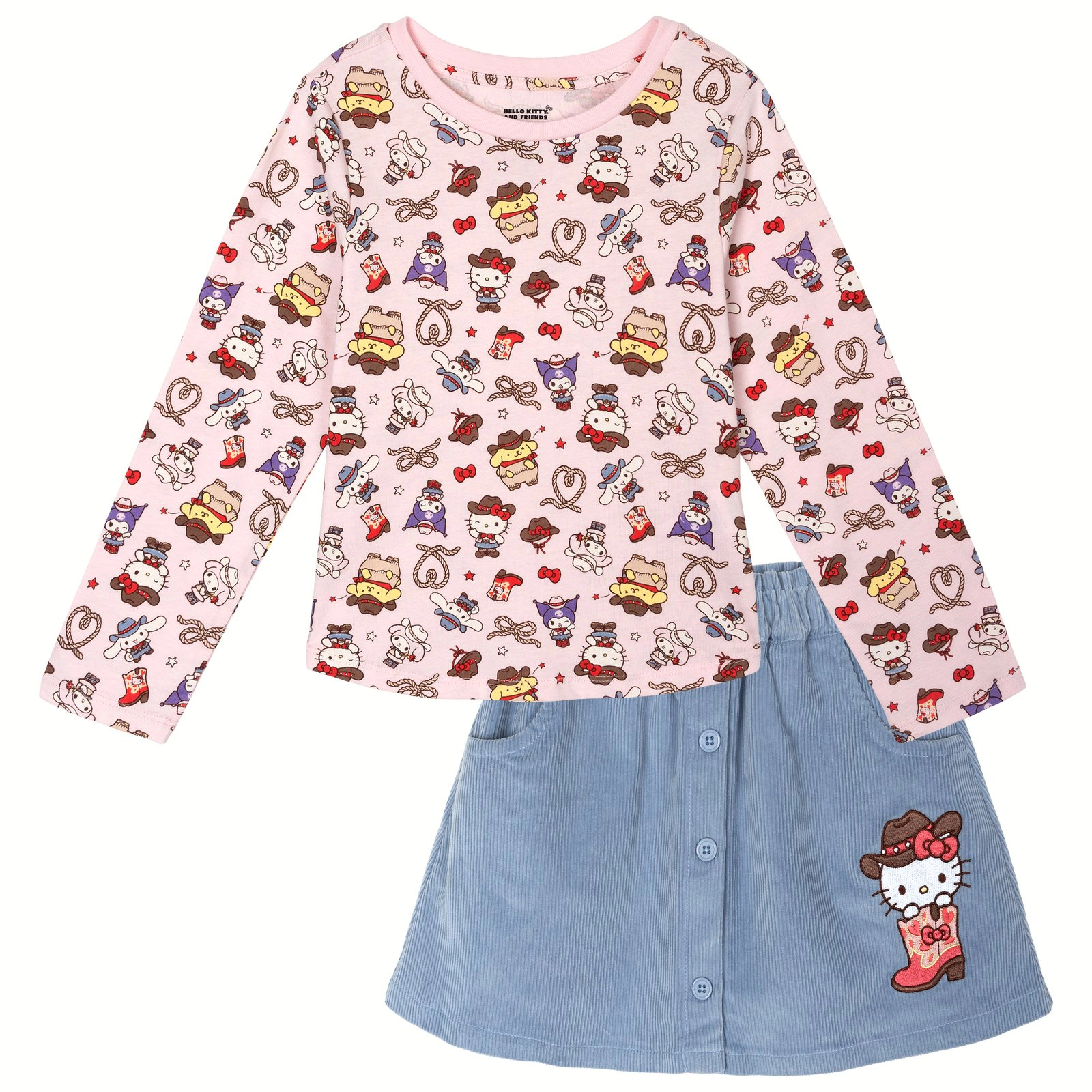 Hello Kitty Girls' 2-Piece Tee and Skirt Set