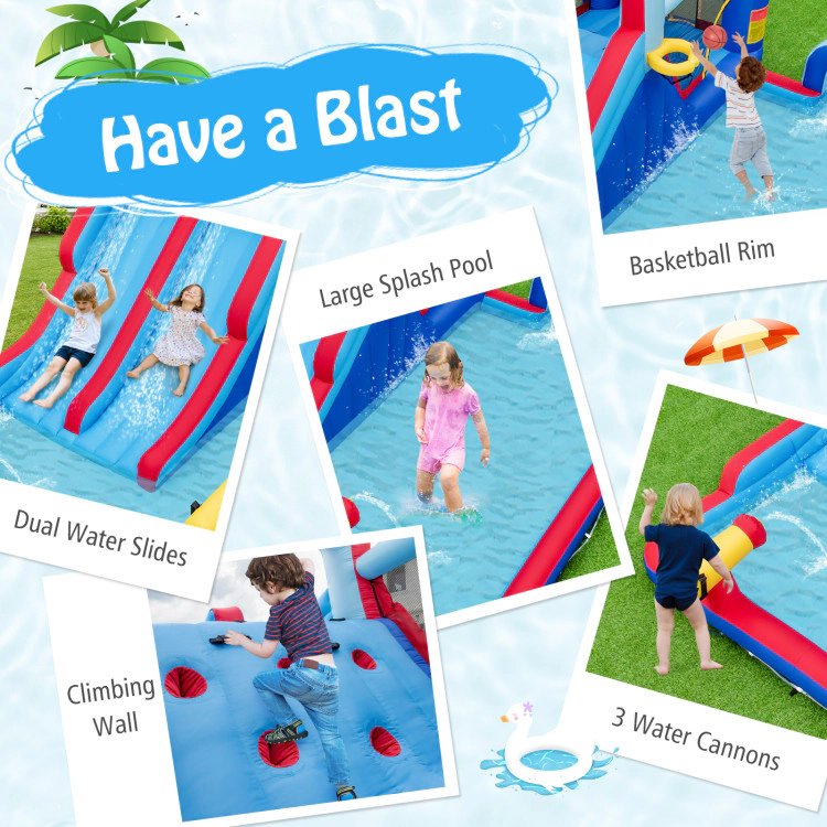 Hivvago Inflatable Bounce House with 2 Water Slides and 3 Water Cannons With 680W Blower