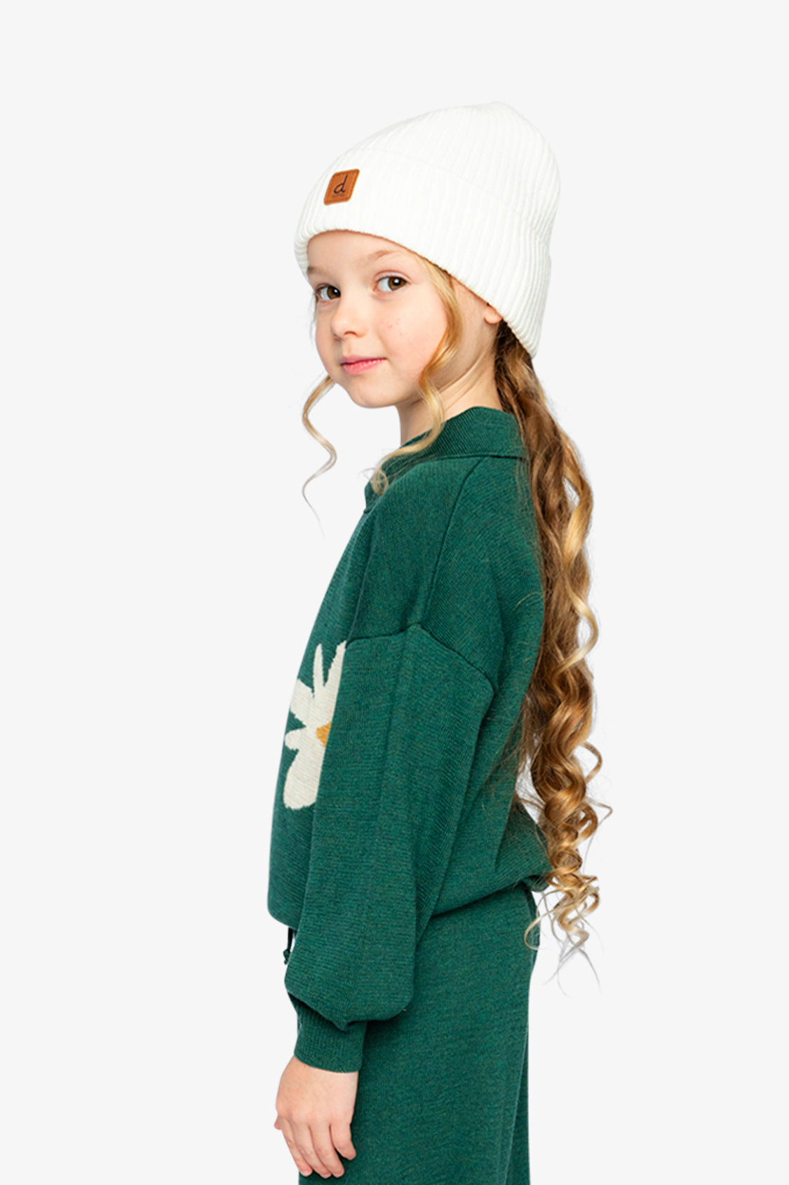 Deux par Girls Daisy Jacquard Shirt-Collar Knitted Sweater