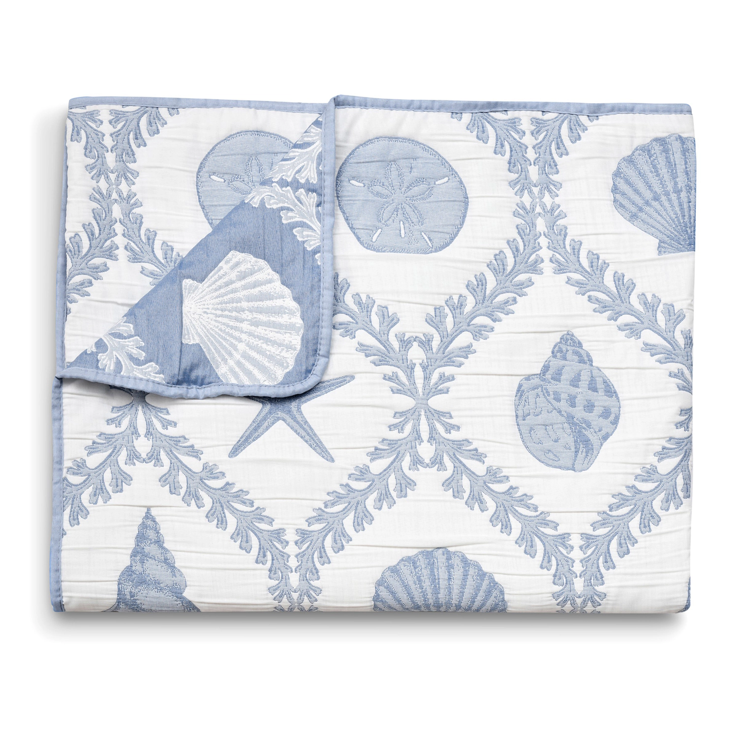 Greenland Home Fashion Laguna 100% Polyester Reversible Accessory Throw Blanket 50" x 60" Chambray