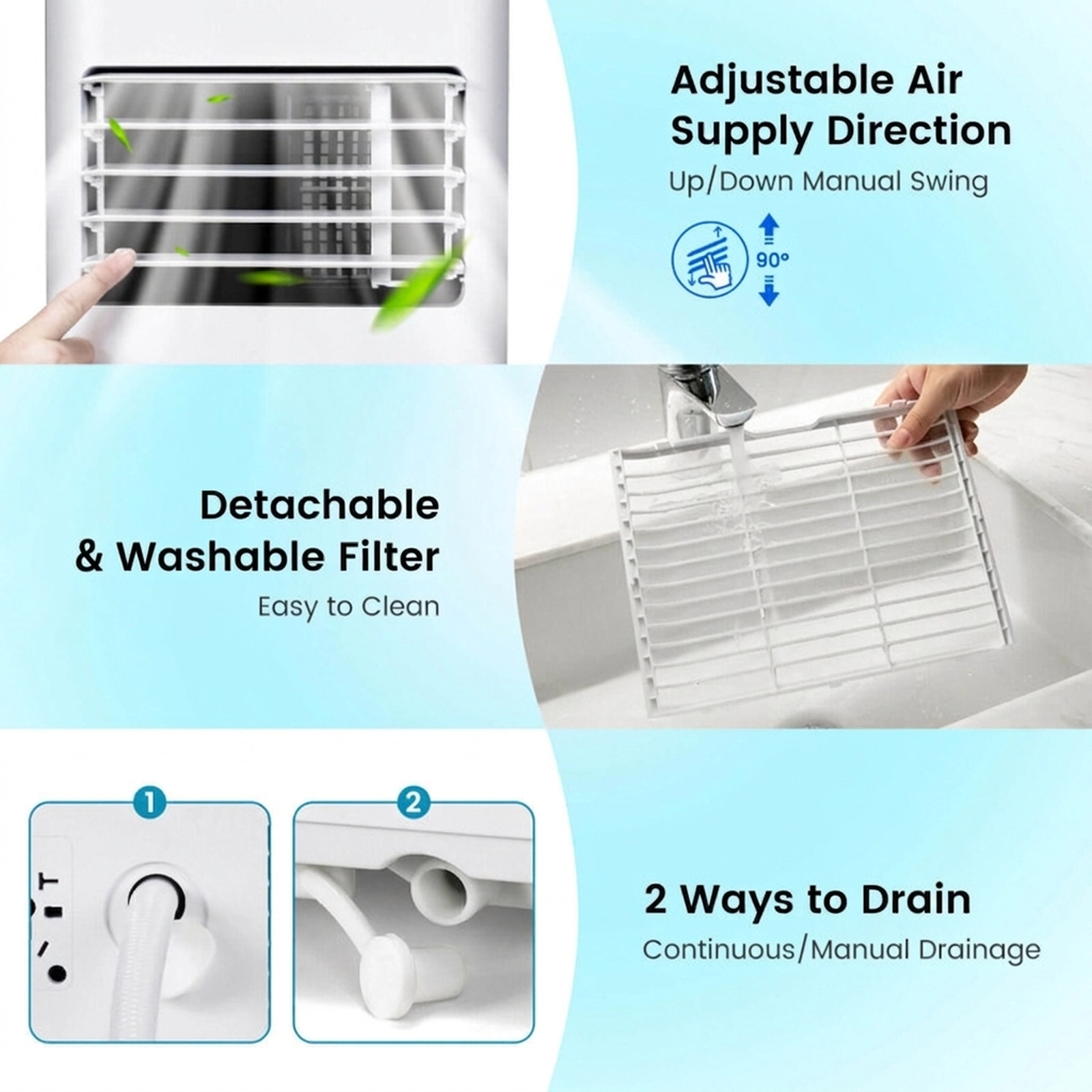 SUGIFT 4-in-1 8000 BTU Air Conditioner with Fan Dehumidifier and Sleep Mode 27.5-in Tall for 250 sq ft Rooms White