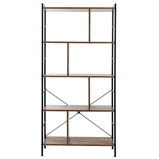 LJG 4-Tier Industrial Freestanding Bookshelf with Metal Frame