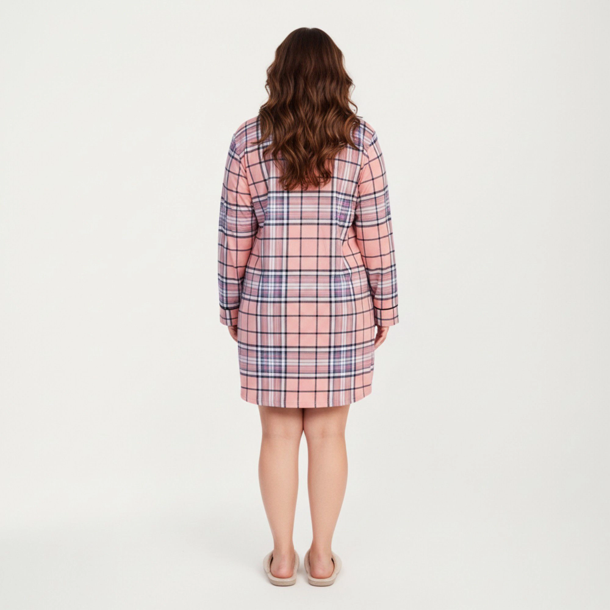 Anna-Kaci Women's Plaid Long Sleeve Sleep Shirt Brushed Fabric Classic Button Front Design and Above-Knee Silhouette