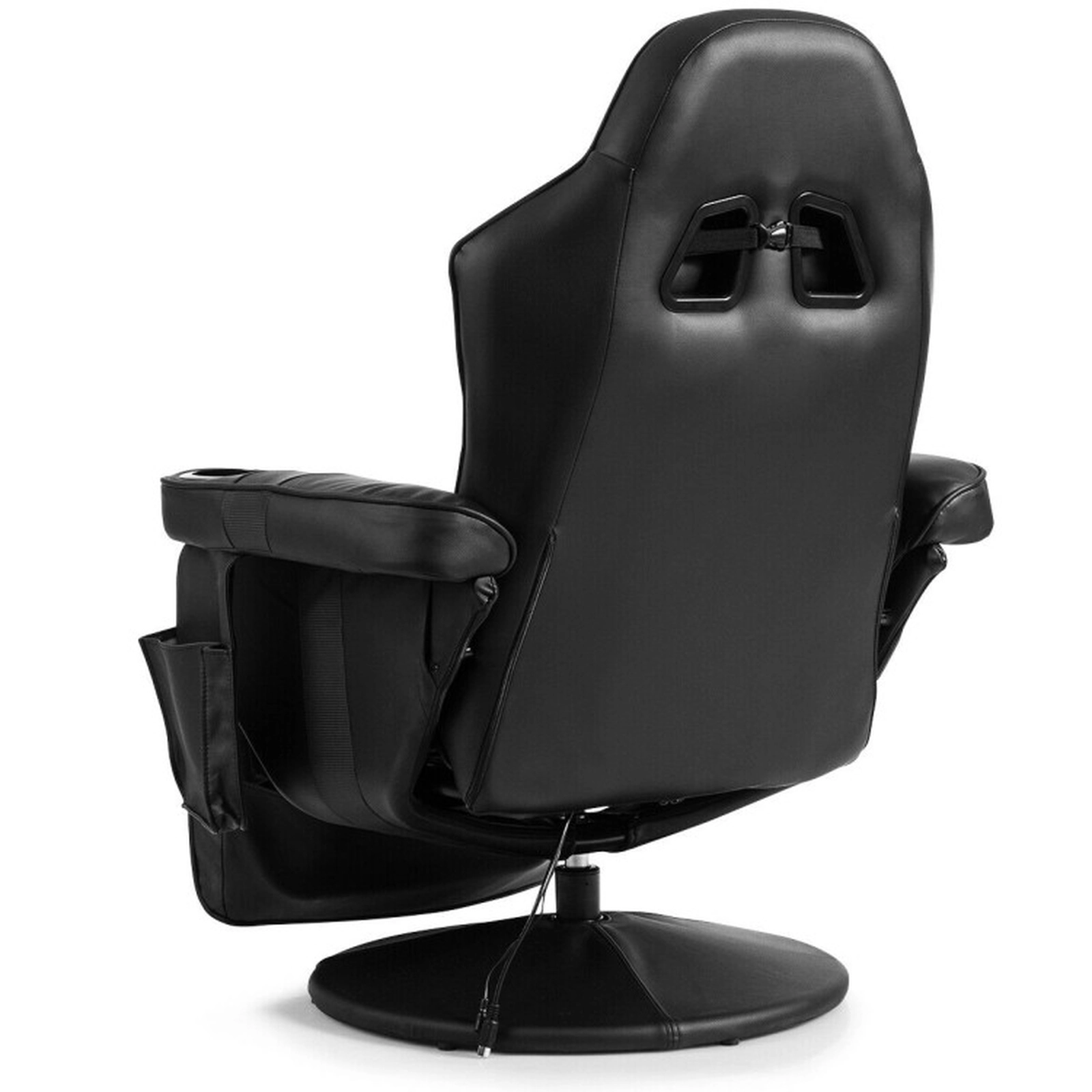 SUGIFT Black Massage Gaming Recliner Chair, 8 Modes, Footrest, Cup Holder