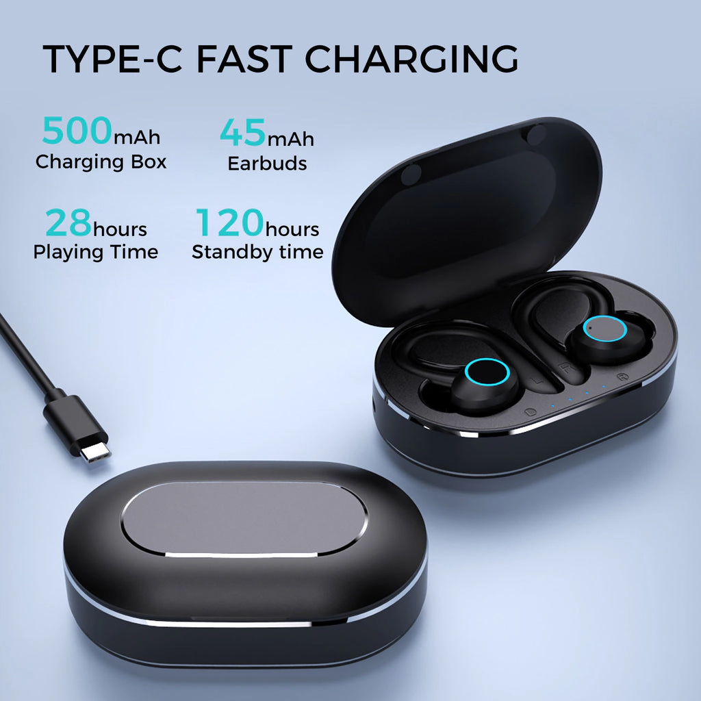 Alpha Digital - Unisex - Bluetooth 5.3, 28Hr Playtime, HiFi Stereo - Sport Earbuds