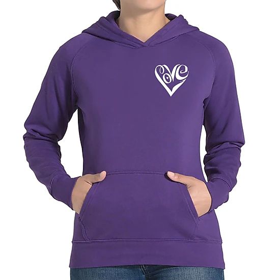 LA Pop Art Script Heart - Women's Word Art Hooded Sweatshirt