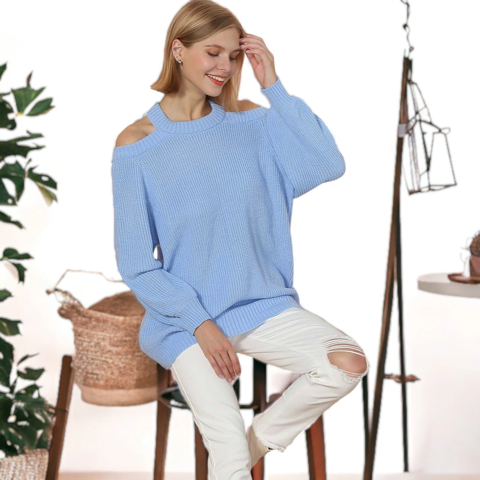 Anna-Kaci Women's Halter Neck Knitted Semi Backless Pullover for Everyday Looks
