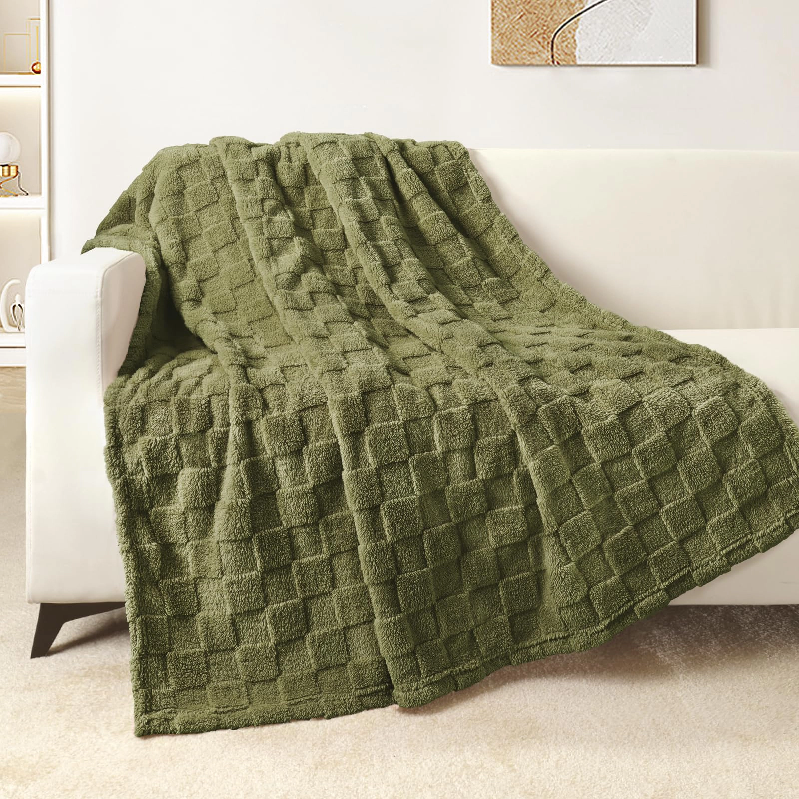CovertSafe Checkered Fleece Throw Blanket For Couch
