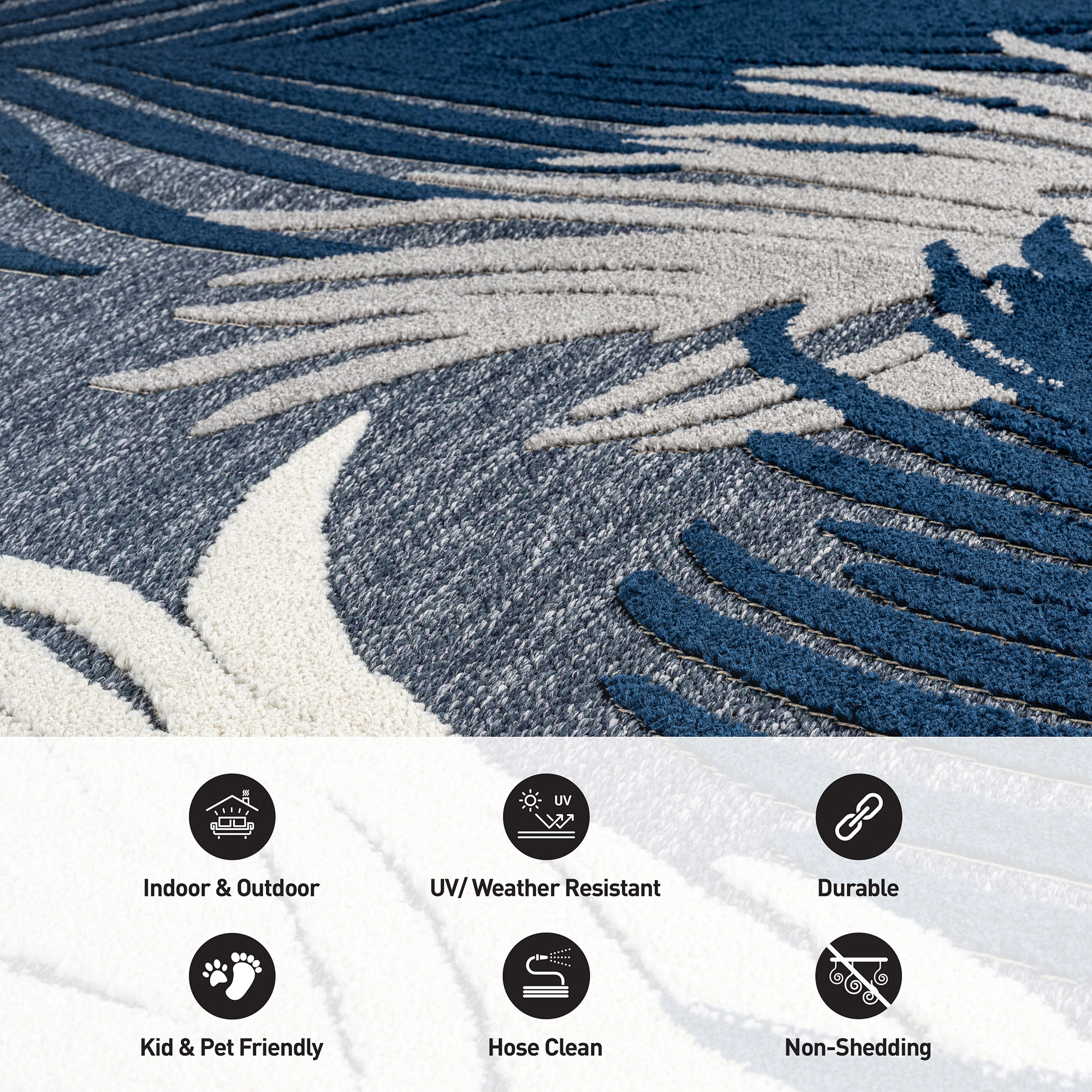 World Rug Gallery Tropical Floral Indoor/Outdoor Area Rug:  Weather-Resistant,  Low Pile,  Machine Made