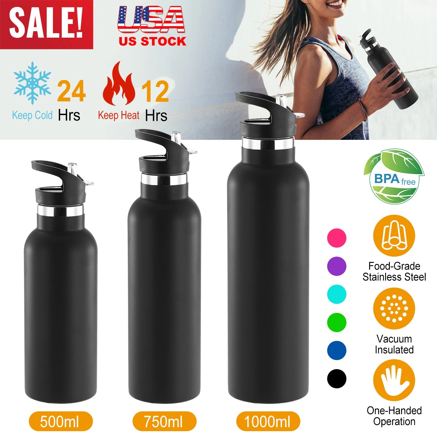 GBruno Vacuum-Insulated Stainless Steel Water Bottle