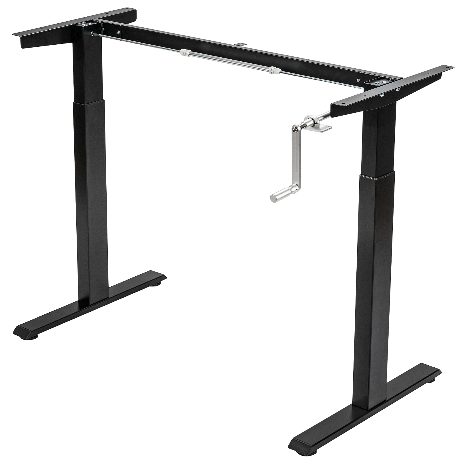 SUGIFT Hand Crank Sit to Stand Desk Frame Height Adjustable Standing Base 110-Lb Capacity 41-in x 23-in Steel Black