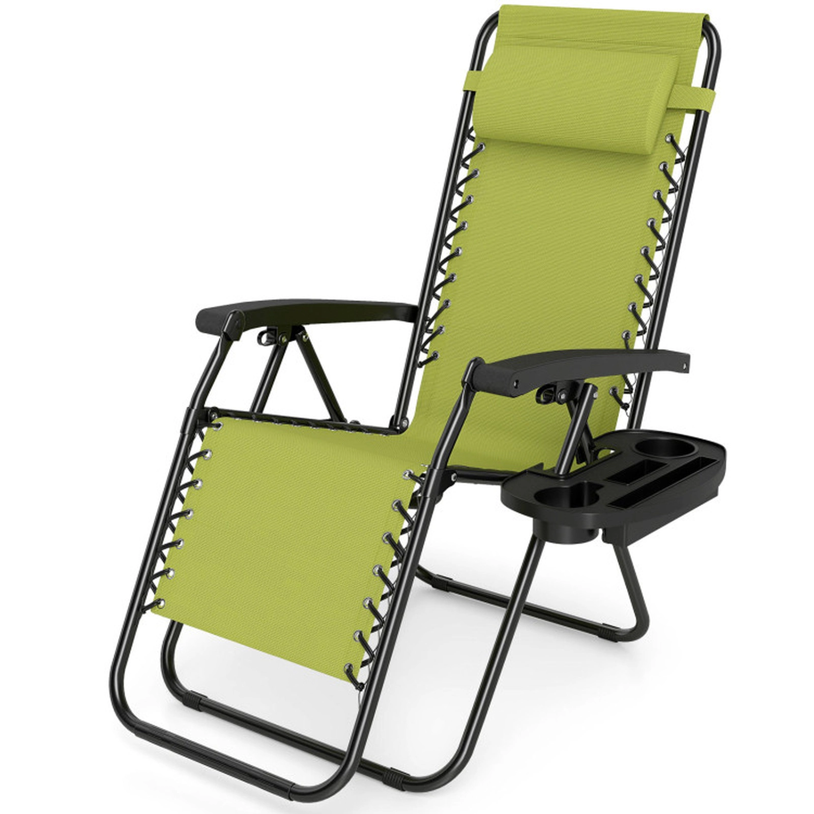 SUGIFT Portable Zero Gravity Recliner Chair with Side Tray 250-lb Capacity Green