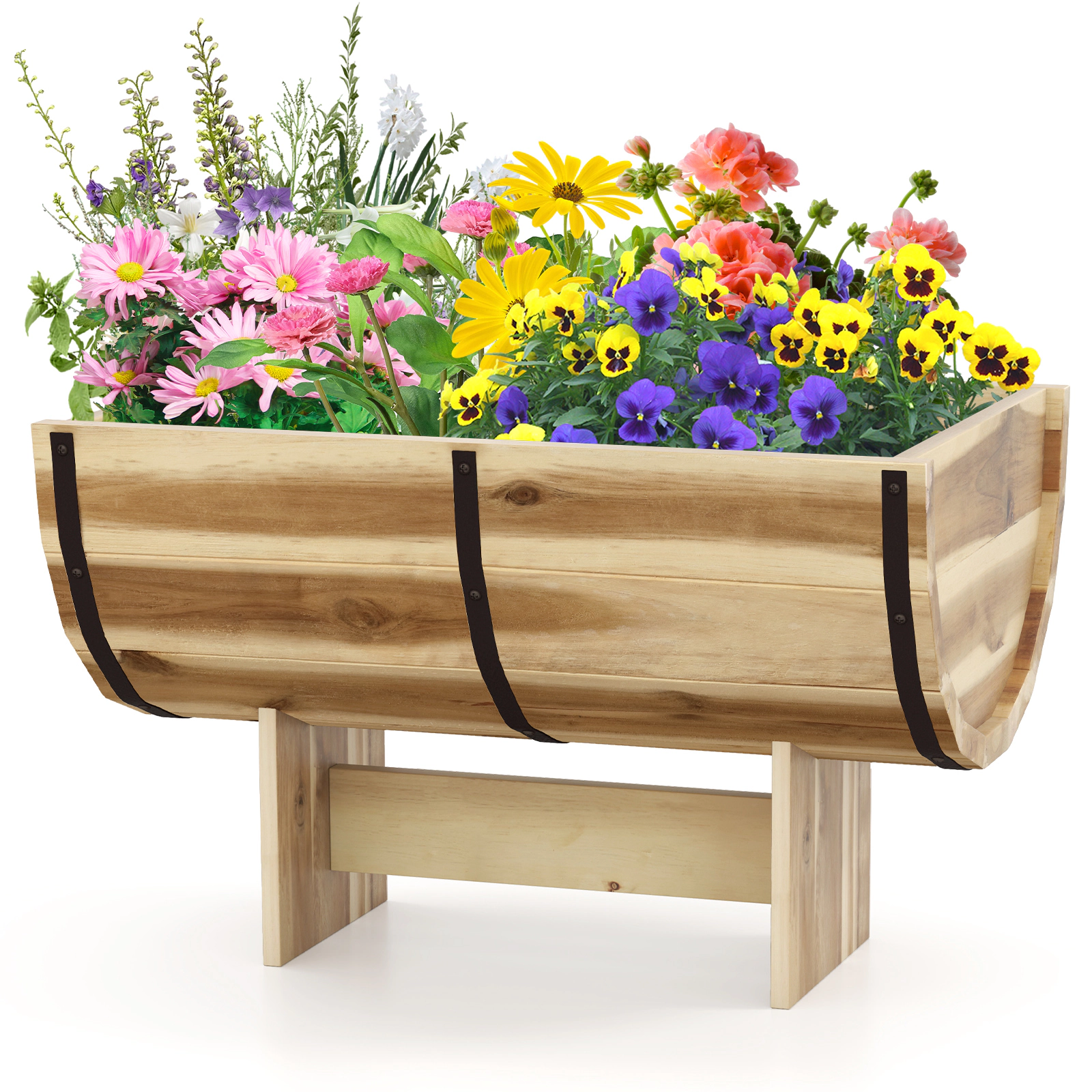 LJG Outdoor Wooden Planter with Legs for Flower Herb Vegetable Fruit
