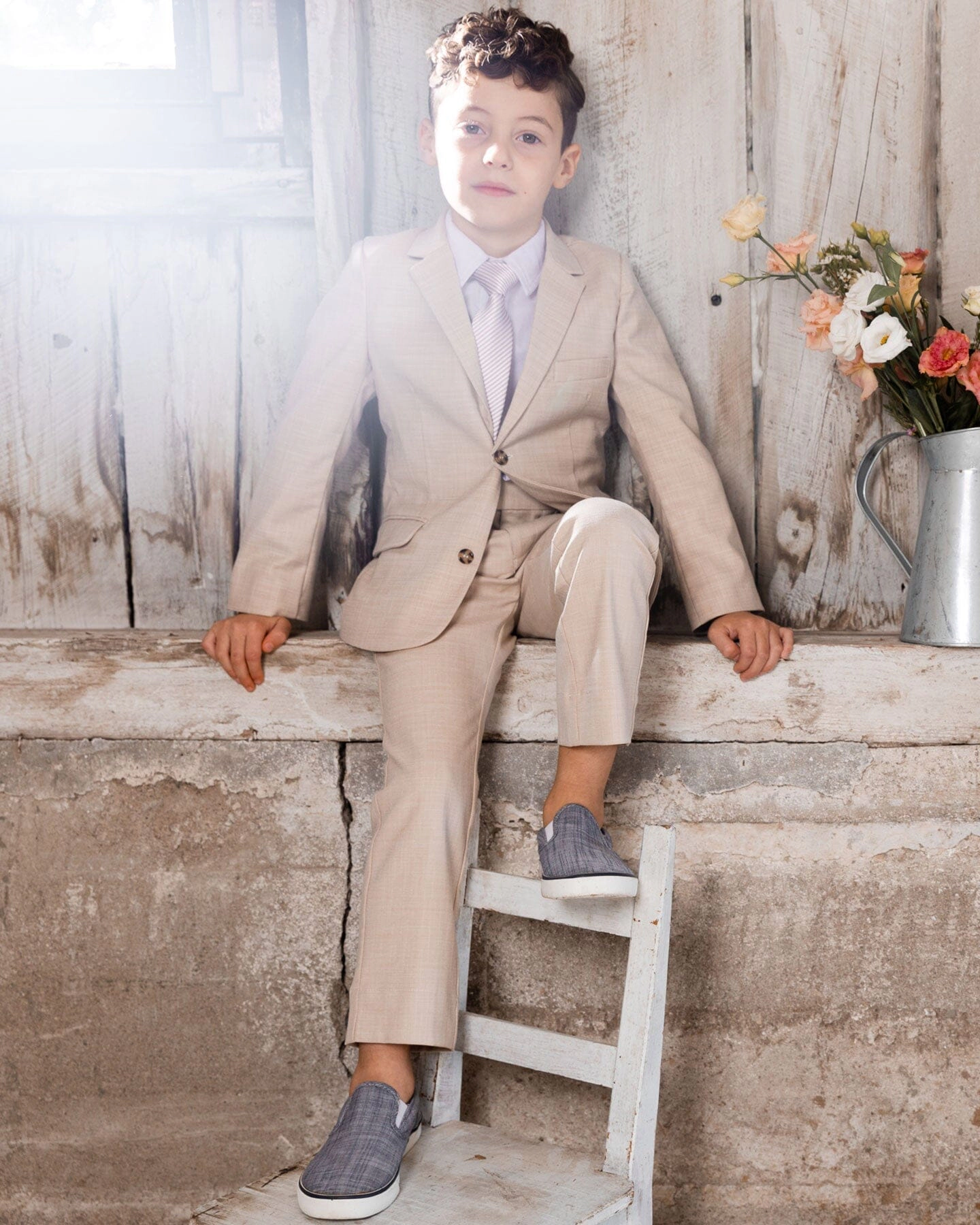 Deux par Boys Two-Button Tailored Blazer with Flap Pockets