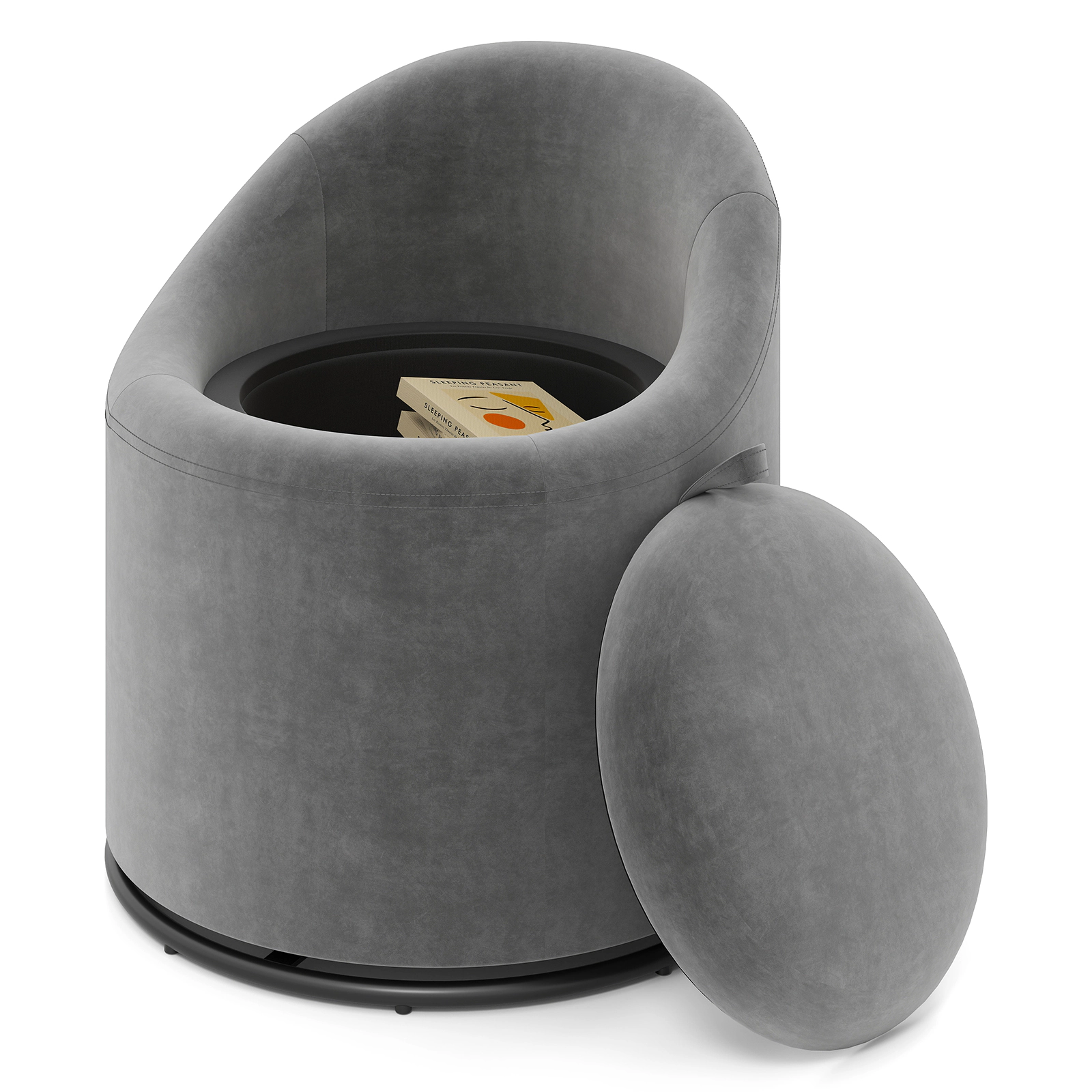 LJG Barrel Chair with Storage 360° Swivel Upholstered Vanity