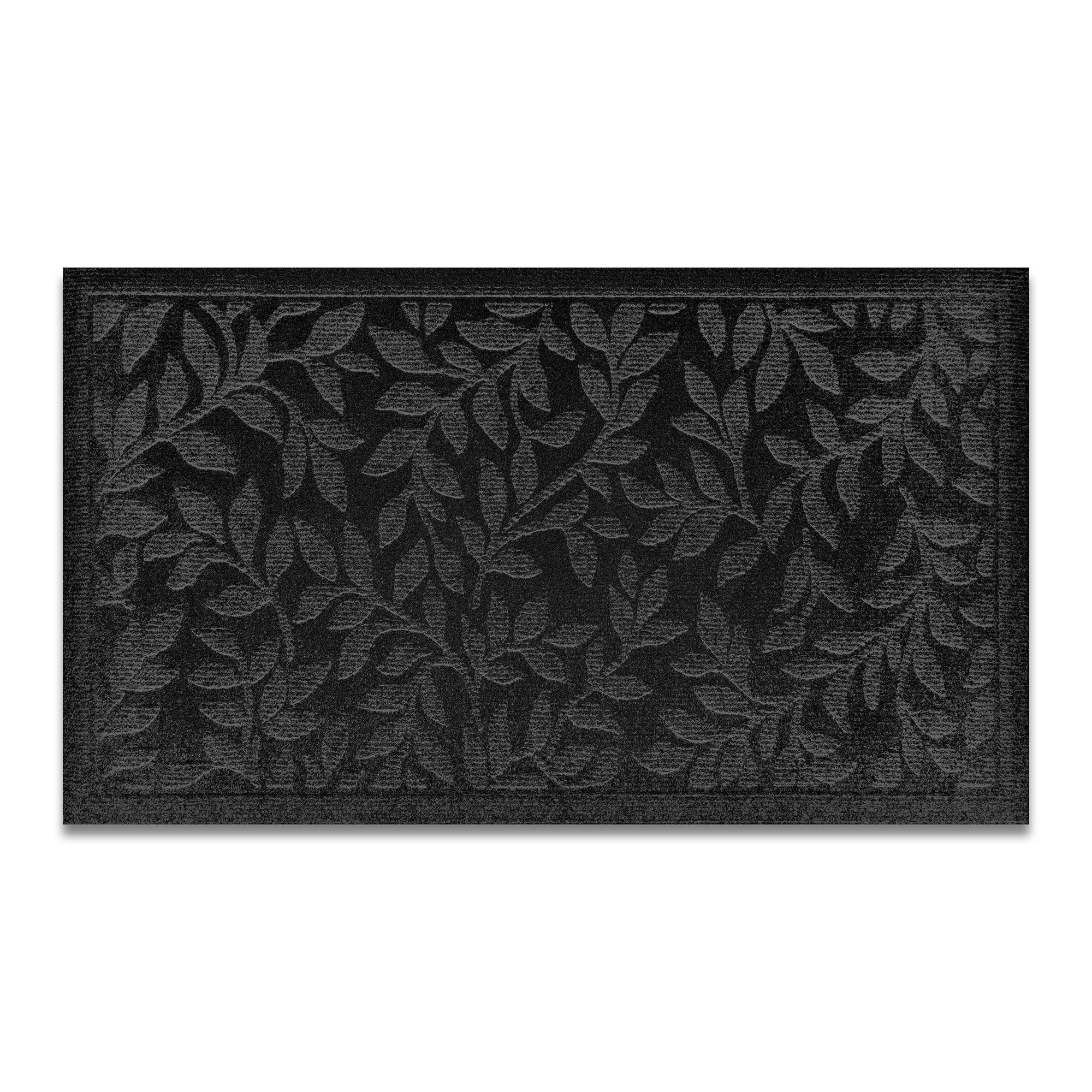 G128 29.5 x 17 in Front Door Mat, Polypropylene, Non-Slip Rubber Backing, Low-Profile Black