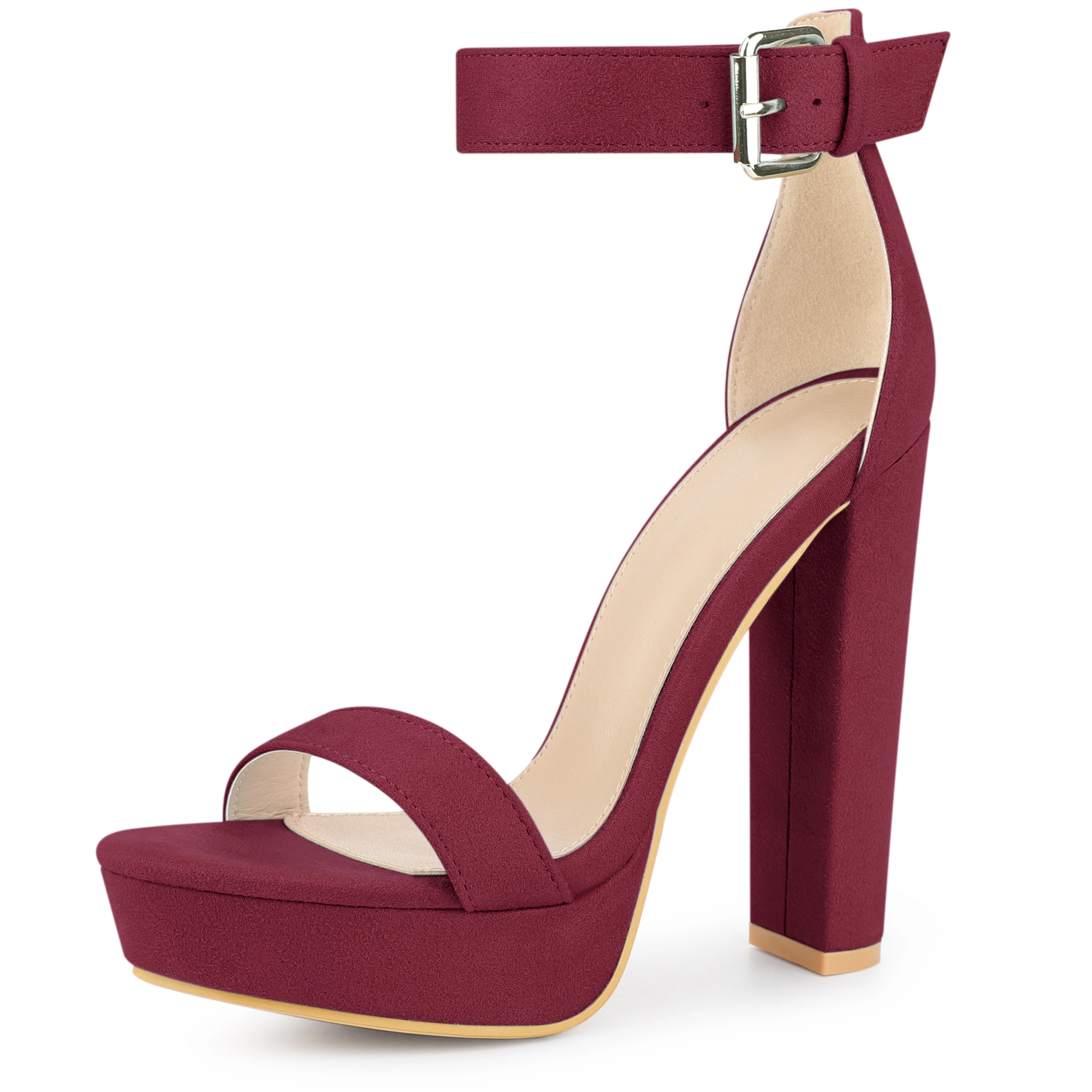 BLISSFUL STEP Women Party Platform High Heel Ankle Strap Chunky Heels Sandals