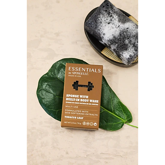 ESSENTIALS BY SPONGELLE - MENS BODY BUFFER - TOBACCO LEAF