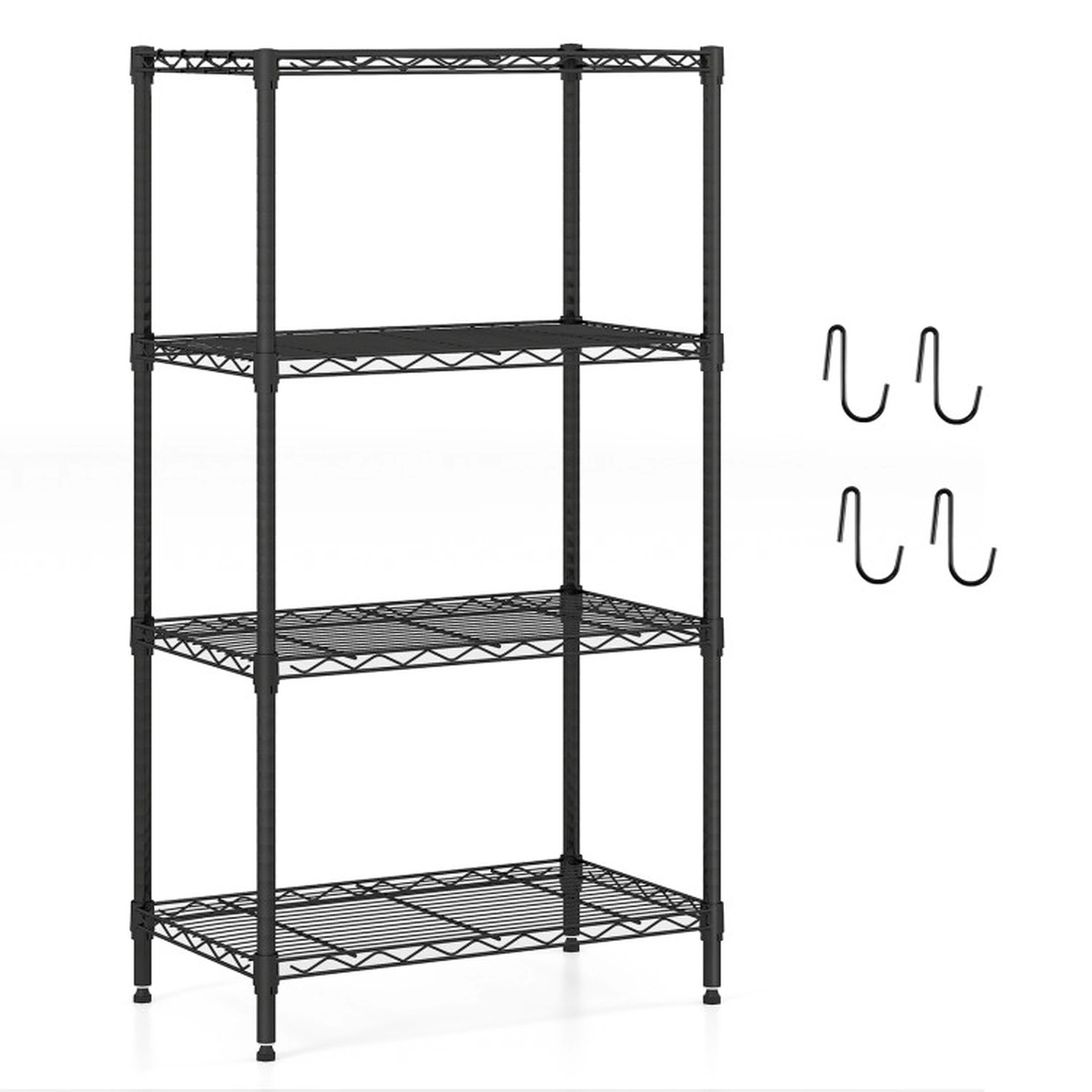 SUGIFT Set of 2 4-Tier V-Shaped Wire Rack Storage Shelving 23.5-in x 13.5-in x 42.5-in 600-lb Capacity Black