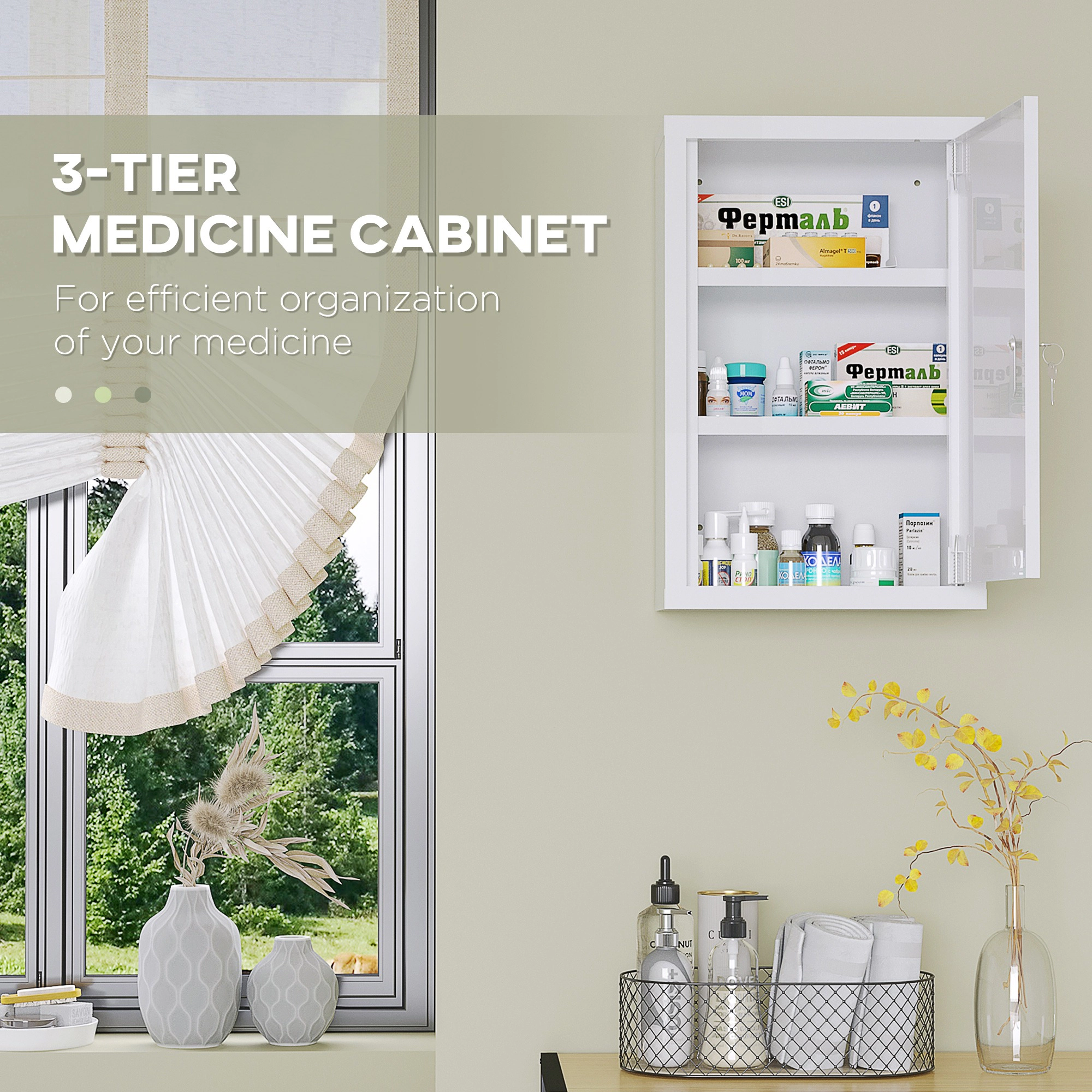 HONGGE Medicine Cabinet Wall with for Bathroom