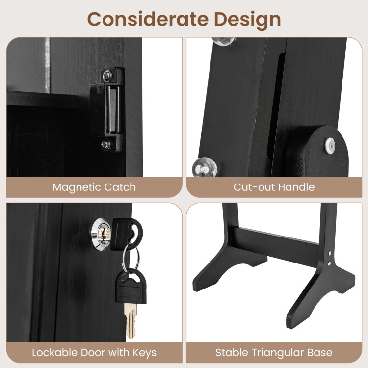 Hivvago Jewelry Storage Cabinet with Mirror and Adjustable Viewing Angles