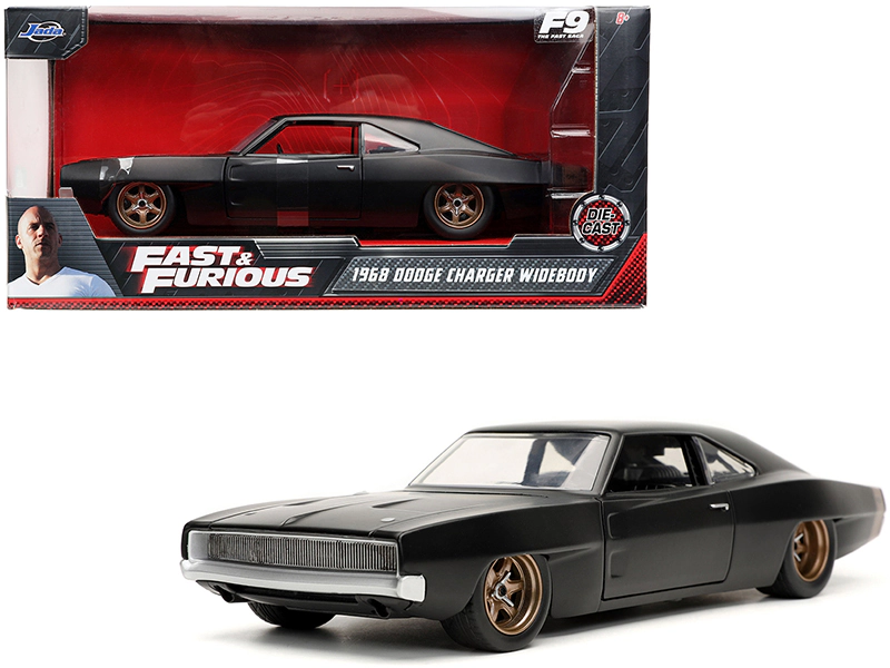 Jada Dom's 1968 Dodge Charger Widebody Matt Black "Fast & Furious 9 F9" (2021) Movie 1/24 Diecast Model Car by Jada