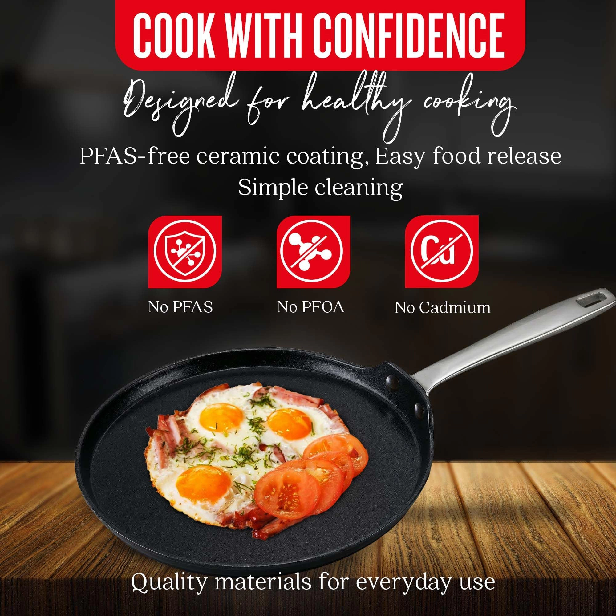 Alva Maestro 10-Inch Ceramic Nonstick Crepe Pan, Induction & Oven Safe