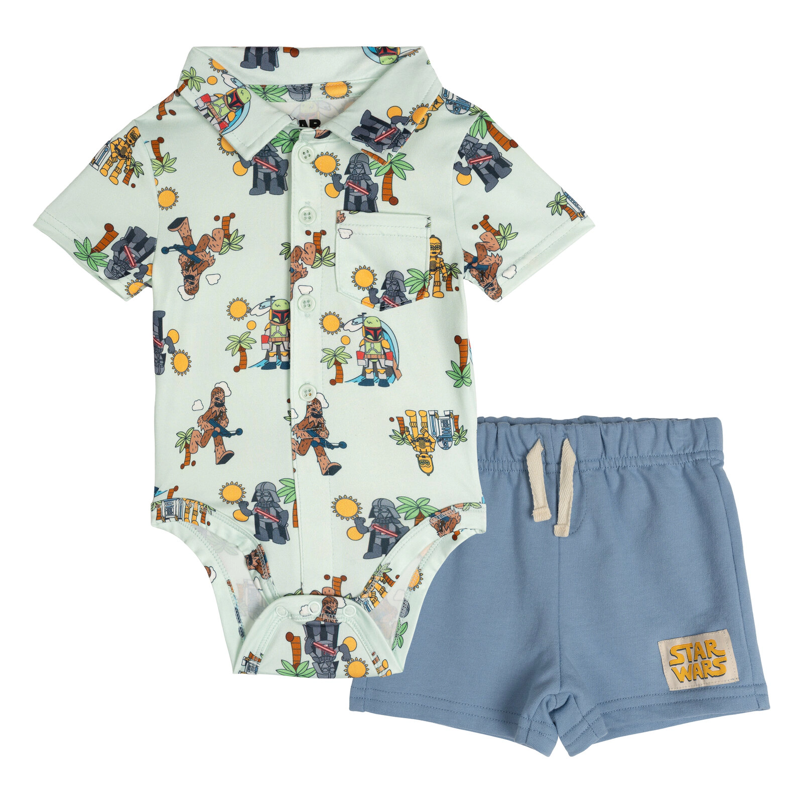 Star Wars Baby Boys' 2-Piece Button Down Shirt and Shorts Set
