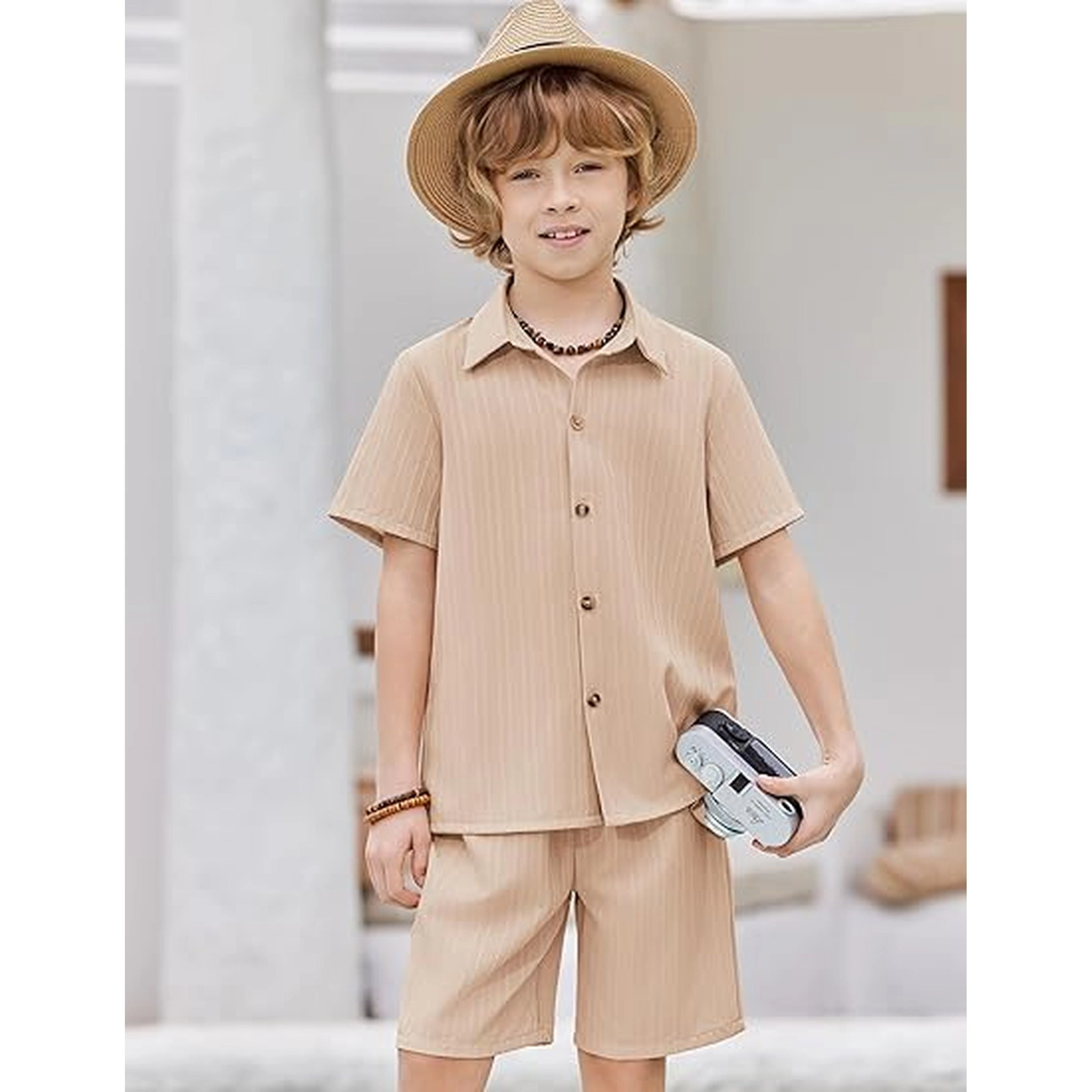 Arshiner Boys Short Sleeve Button Down Shirt Casual Summer