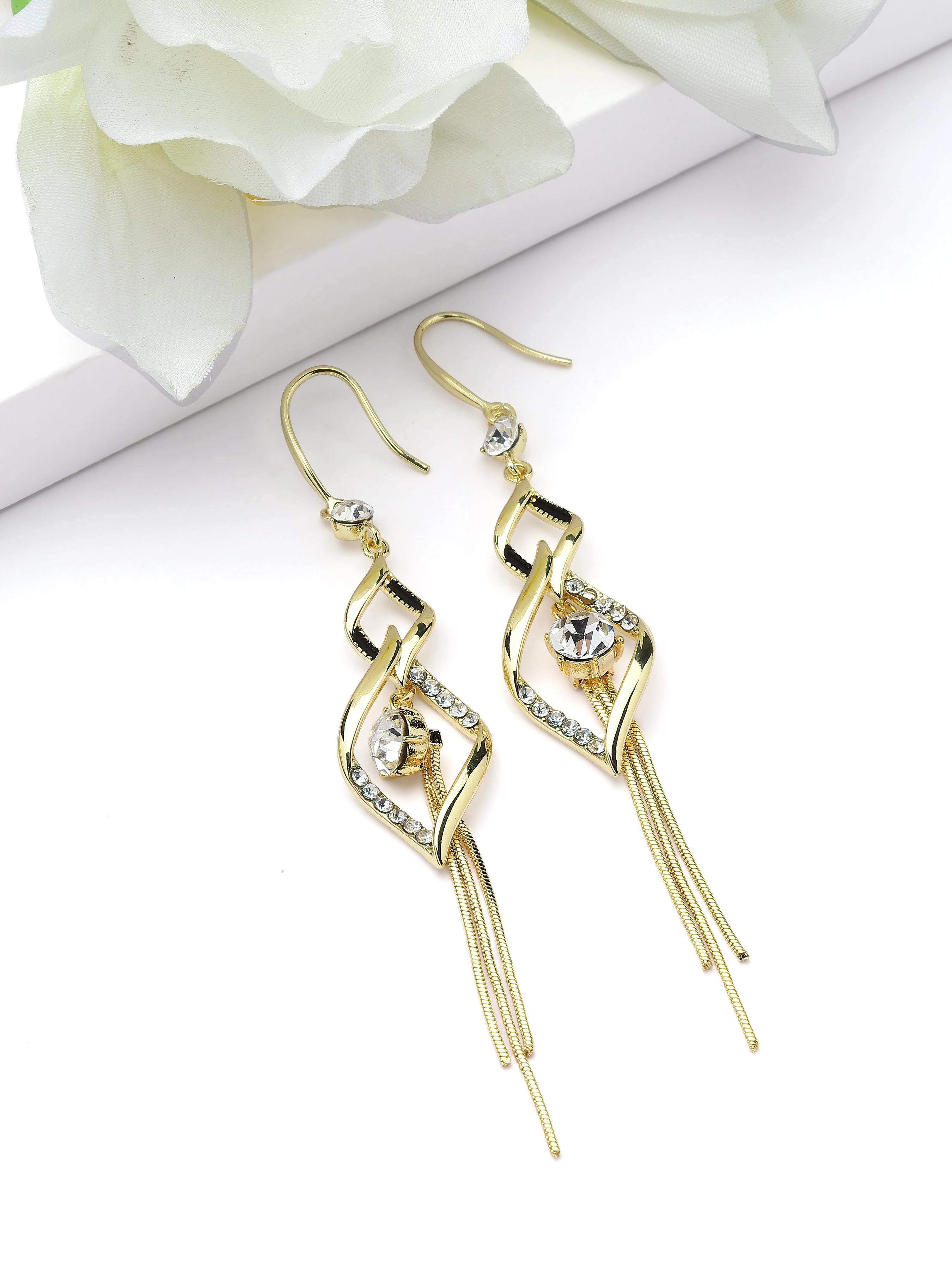 AGP PARIS Womens Twist Link Tassel Drop Earrings