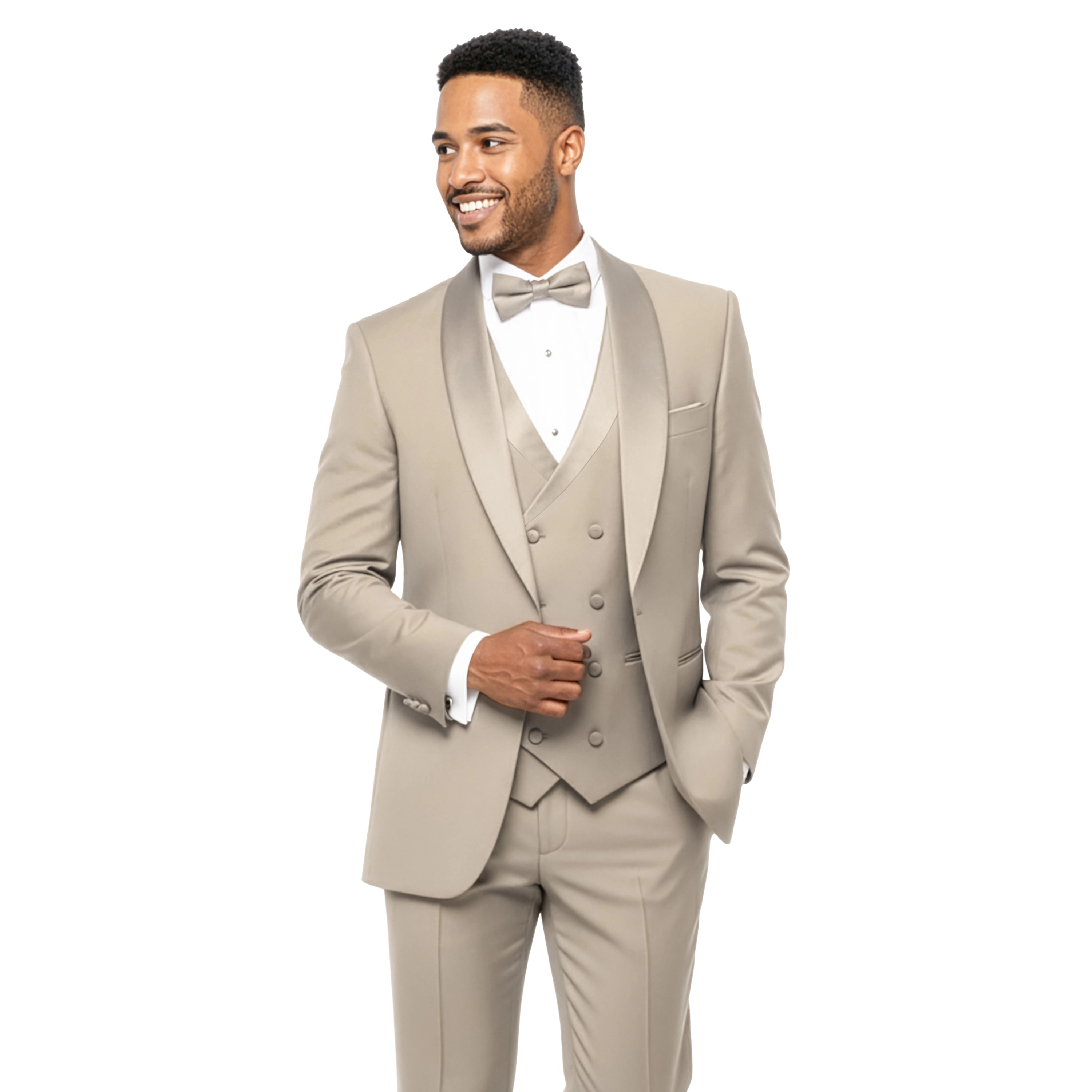 Tazzio Mens Skinny Fit 3pc Tuxedo Set with Bow Tie