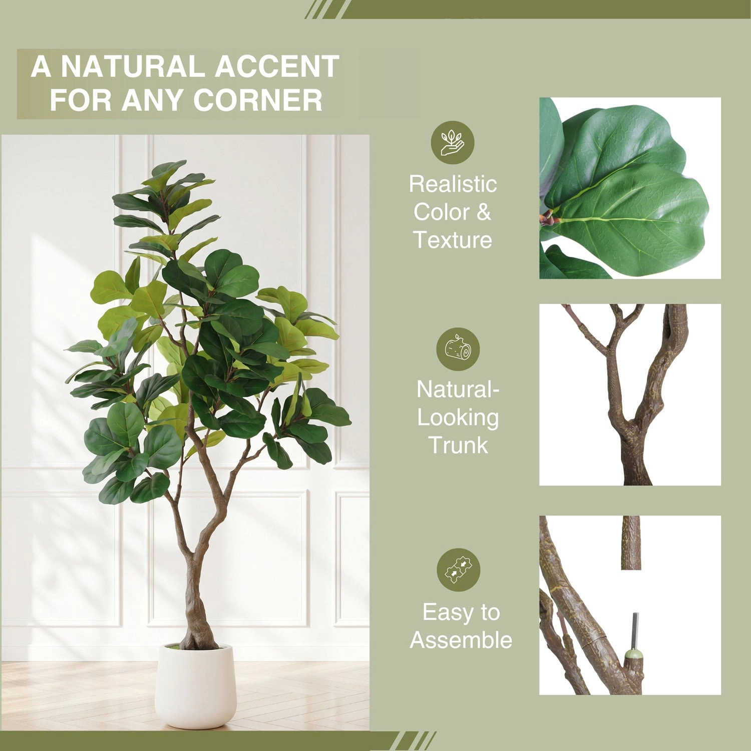 GBruno 6FT Artificial Fiddle Leaf Fig Tree