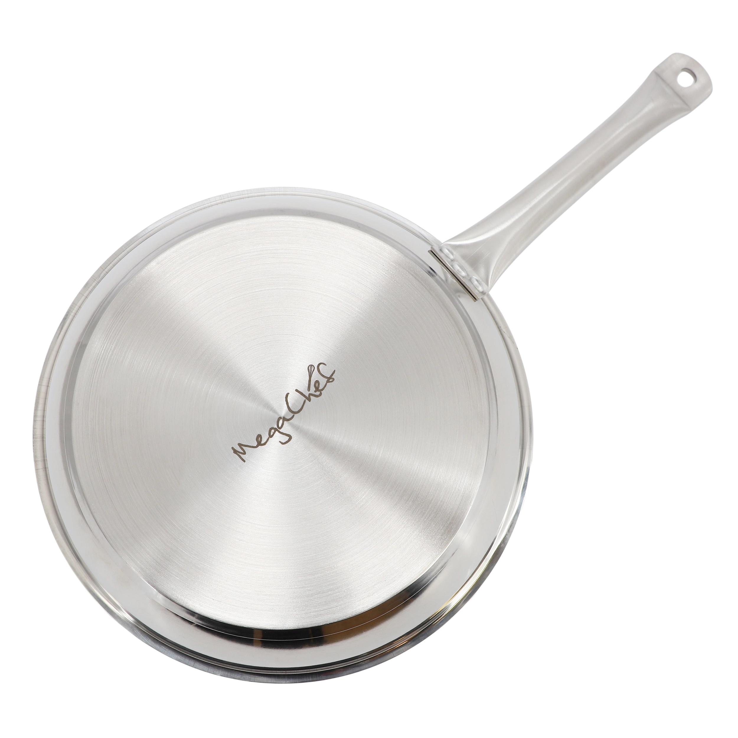 MegaChef Professional Kitchen 11 Inch Round Stainless Steel Fry Pan in Silver