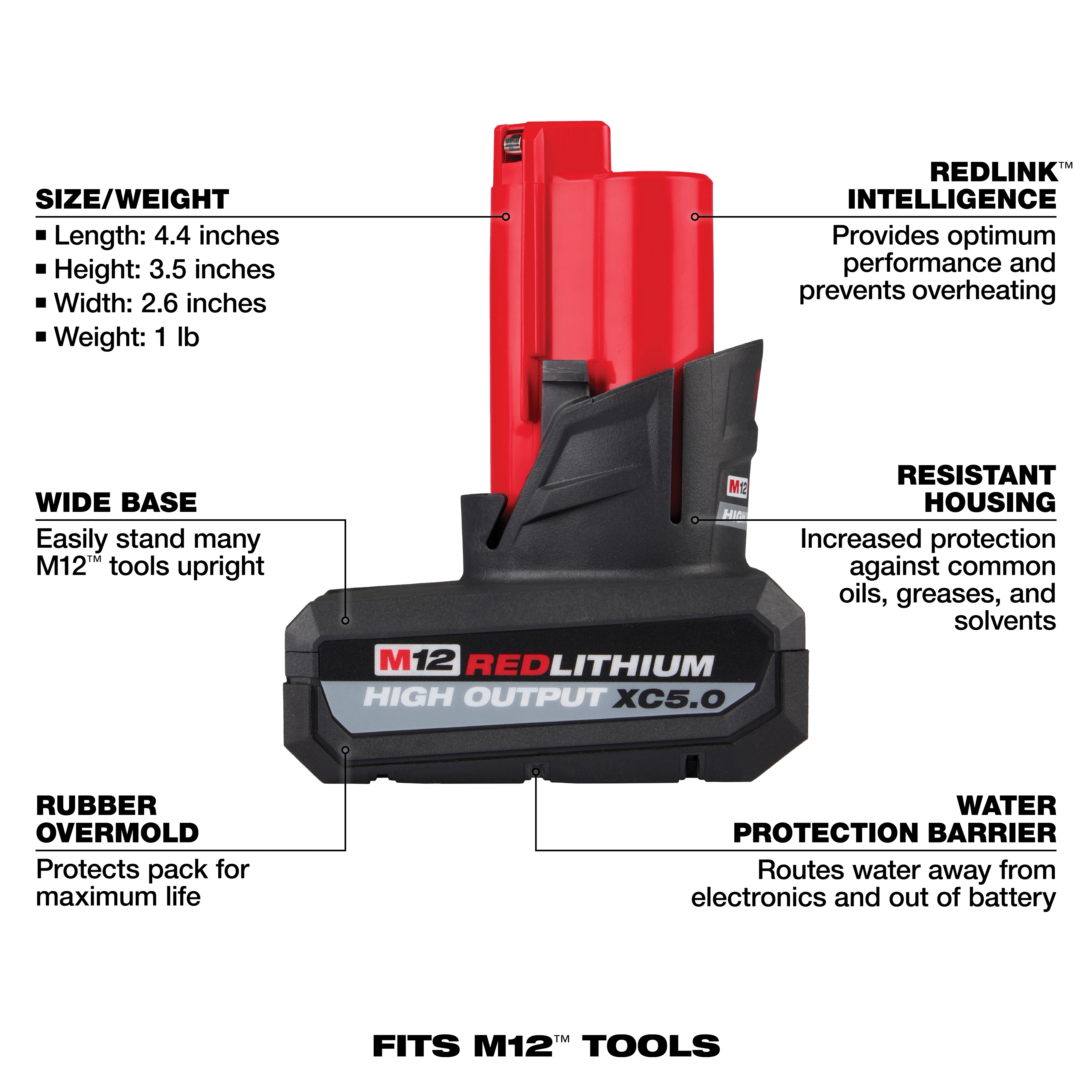 Milwaukee 48-11-2450 12V Lithium-Ion High Output 5Ah Battery Pack (G0803029)