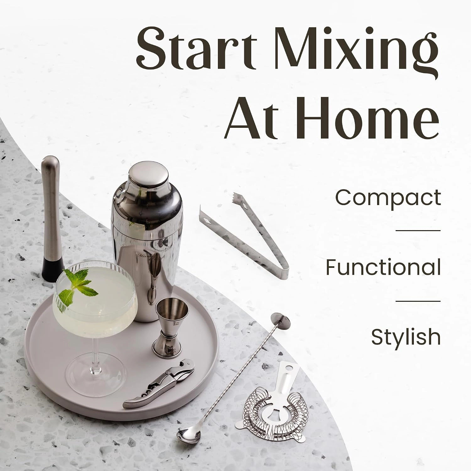 Mixology & Craft Cocktail Shaker Set: 10-Piece Bartender Kit with Stand | Complete Gift Set
