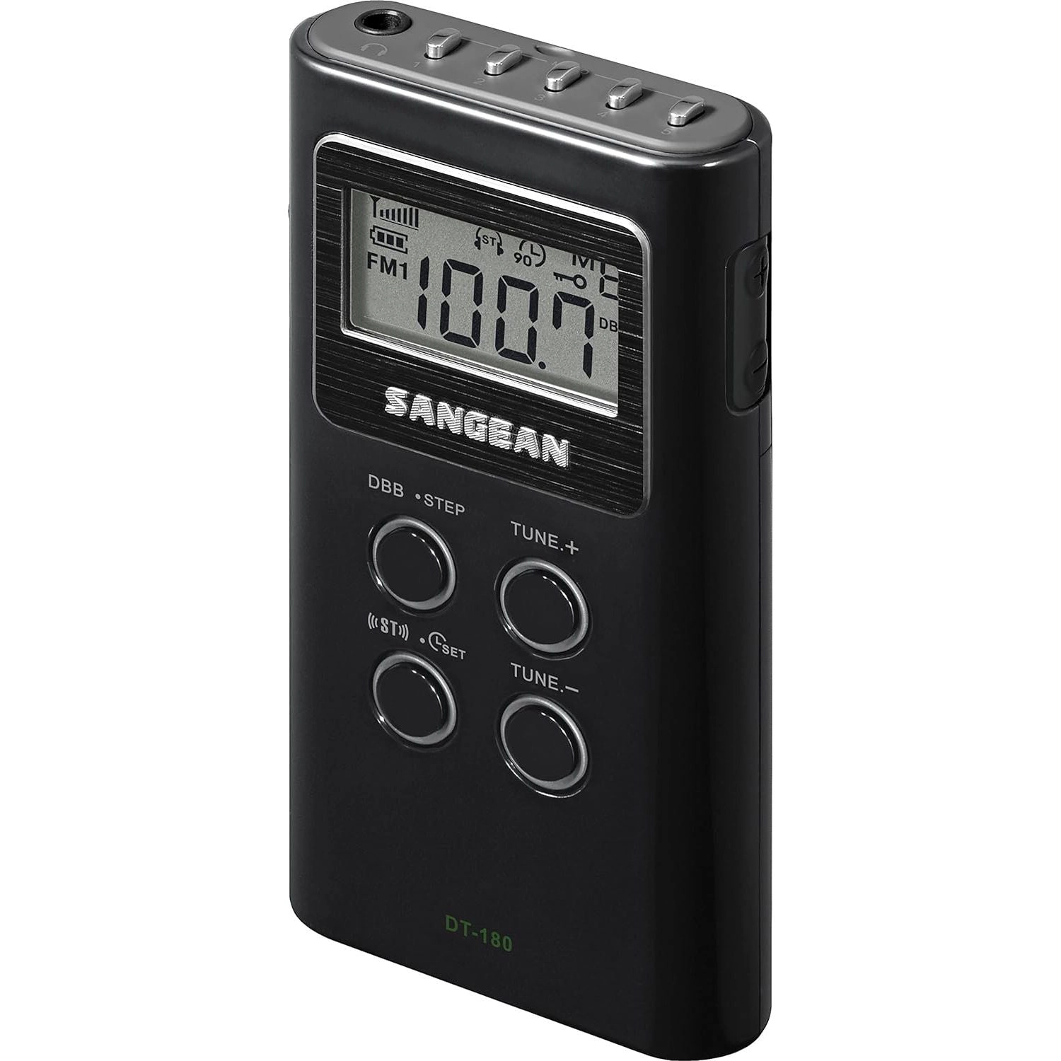 SANGEAN DT-180 AM/FM Pocket Radio - PLL Digital Tuning, 20 Presets, Deep Bass Boost