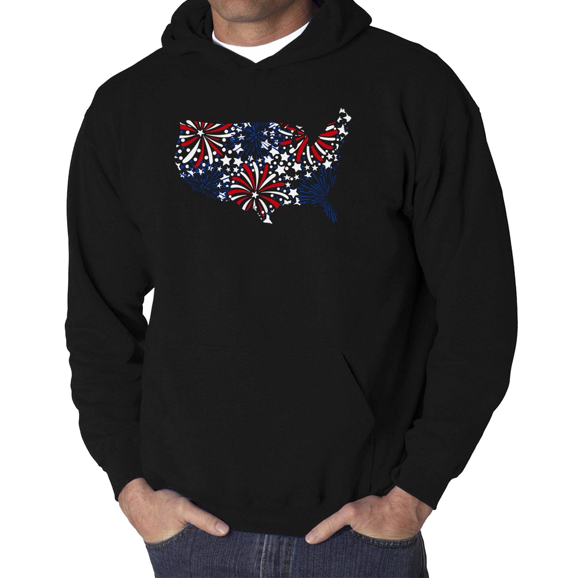 LA Pop Art USA Fireworks - Men's Word Hooded Sweatshirt
